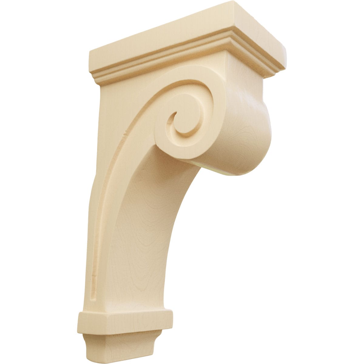 Ekena Millwork COR03X05X09SCMA 3.25-in x 5.0-in x 9-in Unfinished Maple Wood Paintable/Stainable Corbel