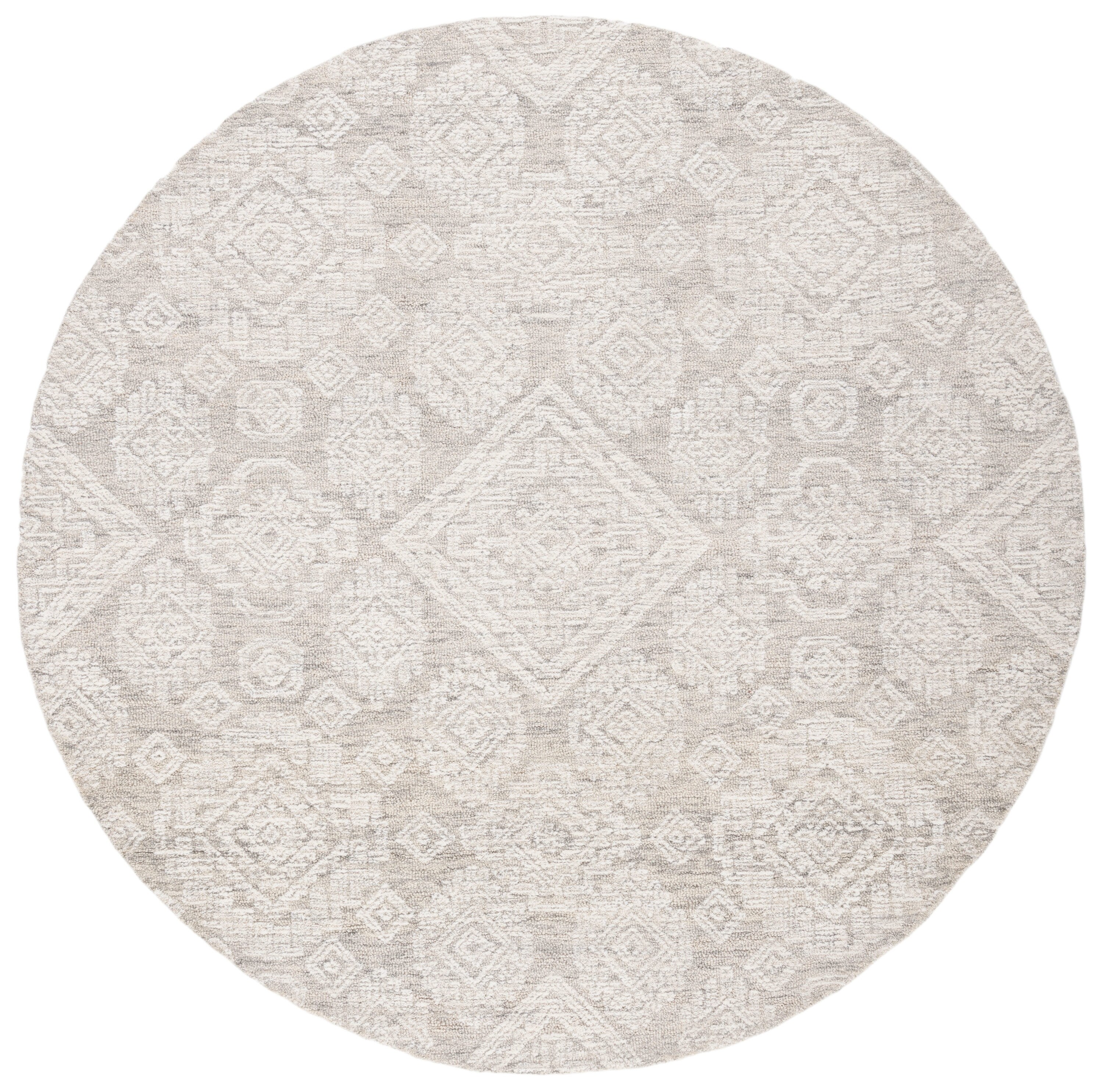 Safavieh MET987T-6R Metro Gien 6 x 6 (ft) Tufted Wool Light Brown/Ivory Round Indoor Abstract Bohemian/Eclectic Area rug