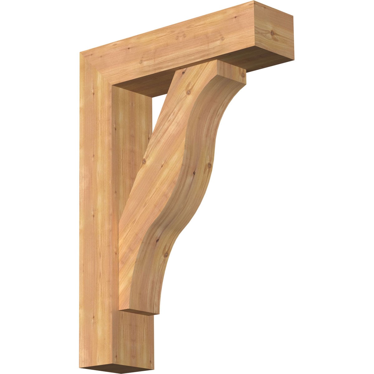 Ekena Millwork 1462385 Funston Block Smooth Bracket with Offset Brace 7-1/2-in x 28-in x 40-in Western red cedar Brown Wood Standard bracket