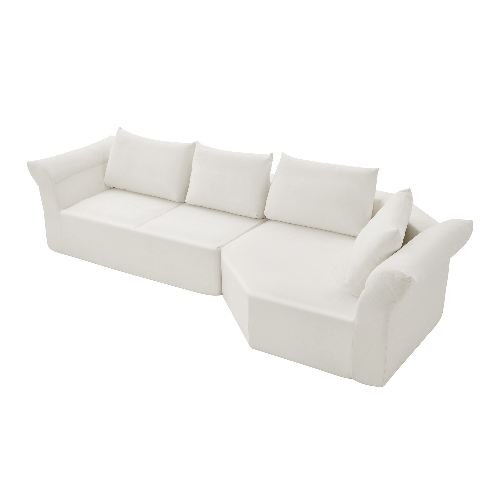 Bybafun - Minimalist Sectional Sofas 127-in W Modern Beige 4-seater Sectional