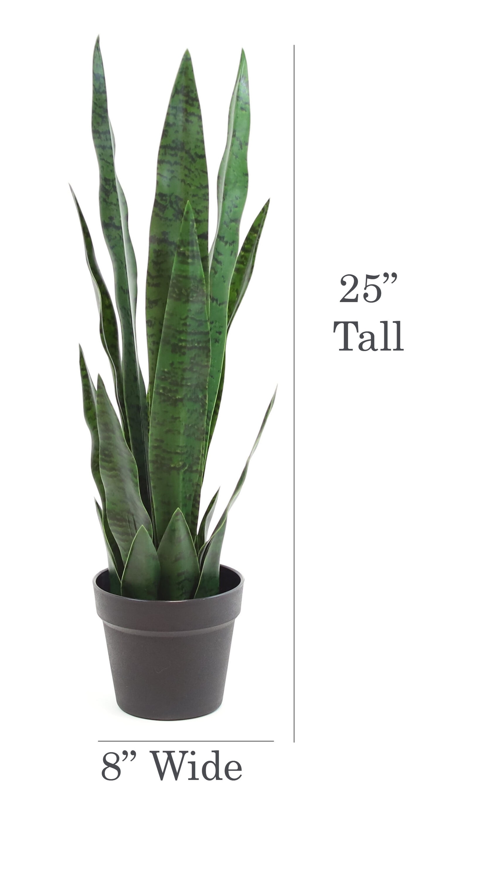 24" Green Artificial Snake Plant in Black Plastic Pot