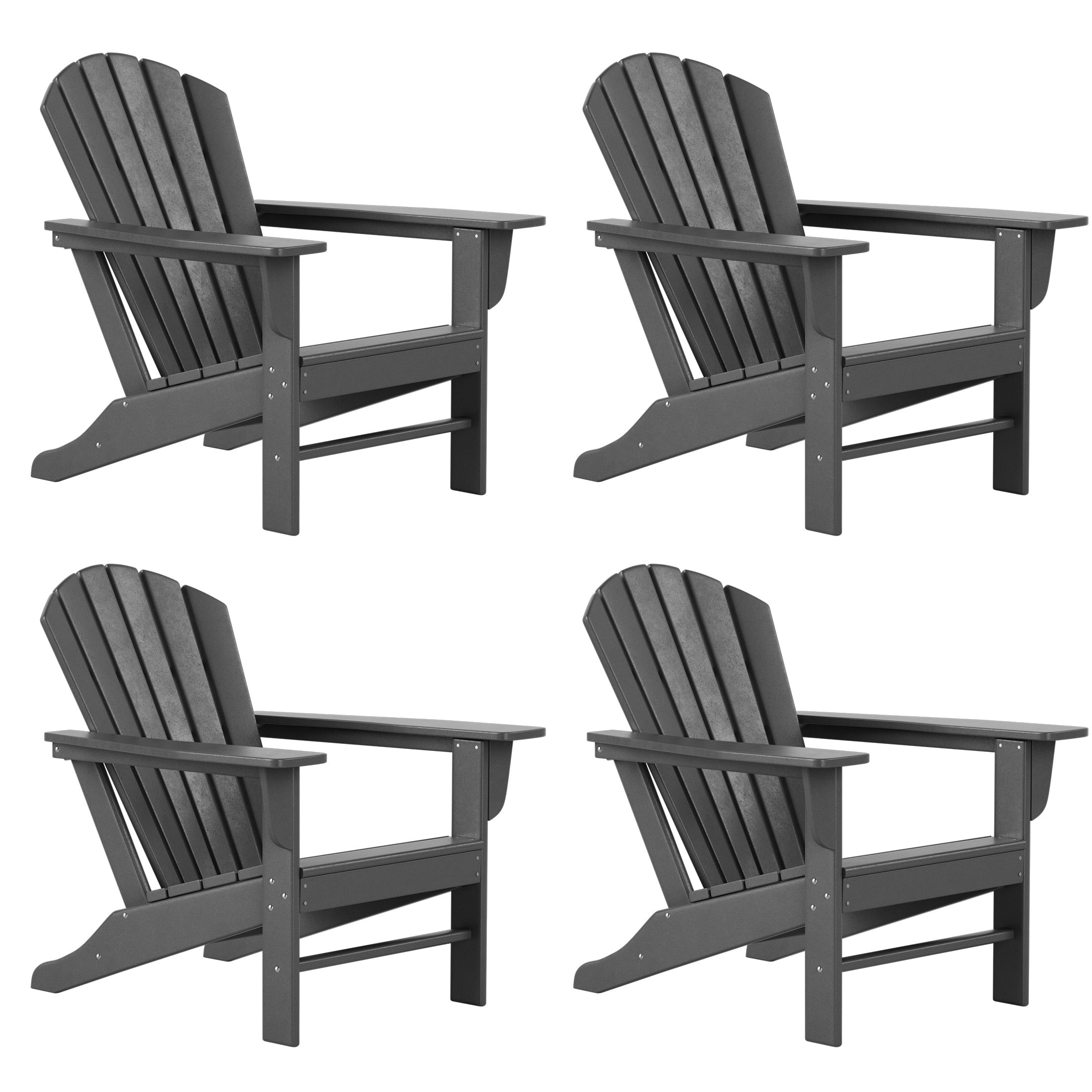 Westin Furniture OP6001-GY-4 Altura Set of 4 Gray HDPE Frame Stationary Adirondack Chair with Slat Seat