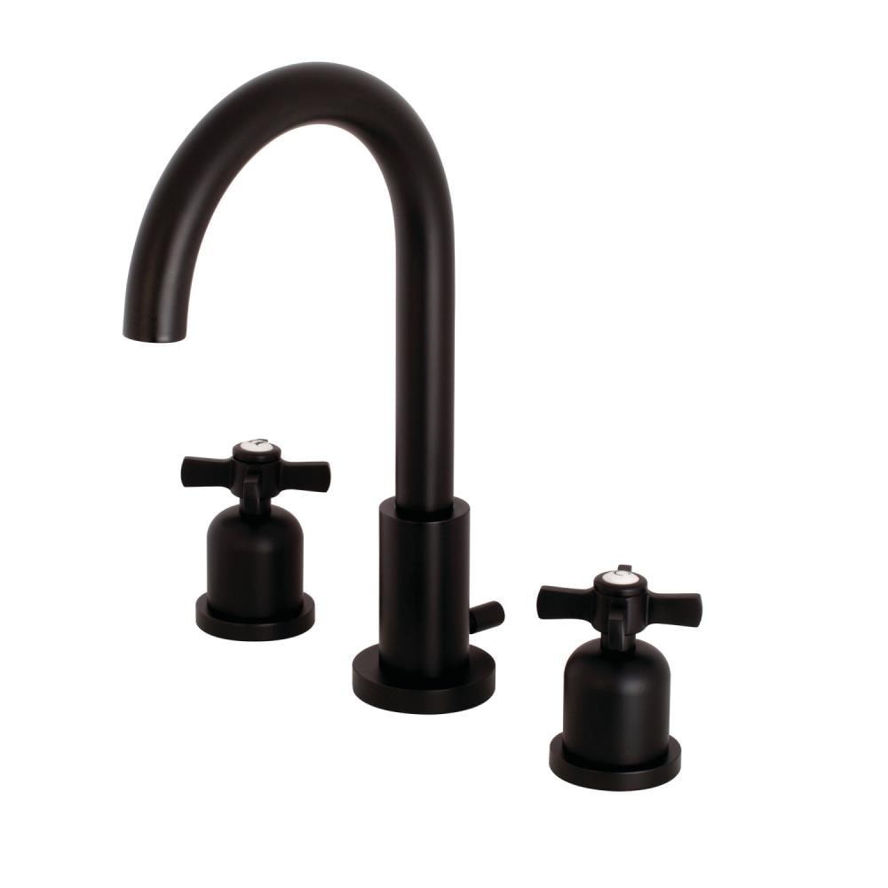 Kingston Brass Millennium Matte Black 2 Handle 8 In Widespread Bathroom Sink Faucet With Drain In The Bathroom Sink Faucets Department At Lowes Com