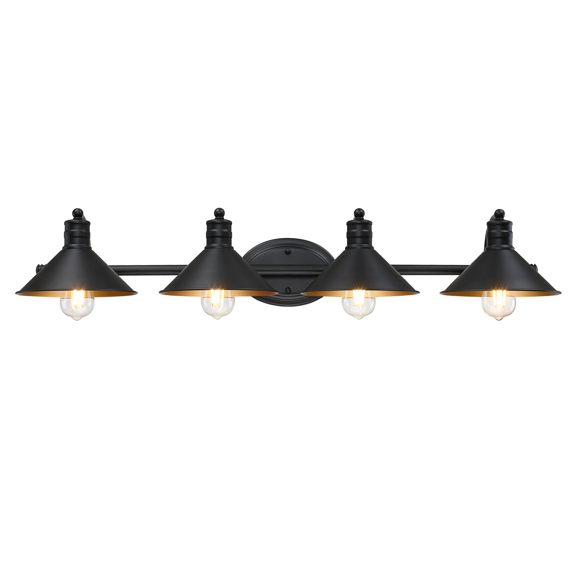 Hukoro FL40314-BK 36-in 4 -Light Matte Black Industrial Vanity light
