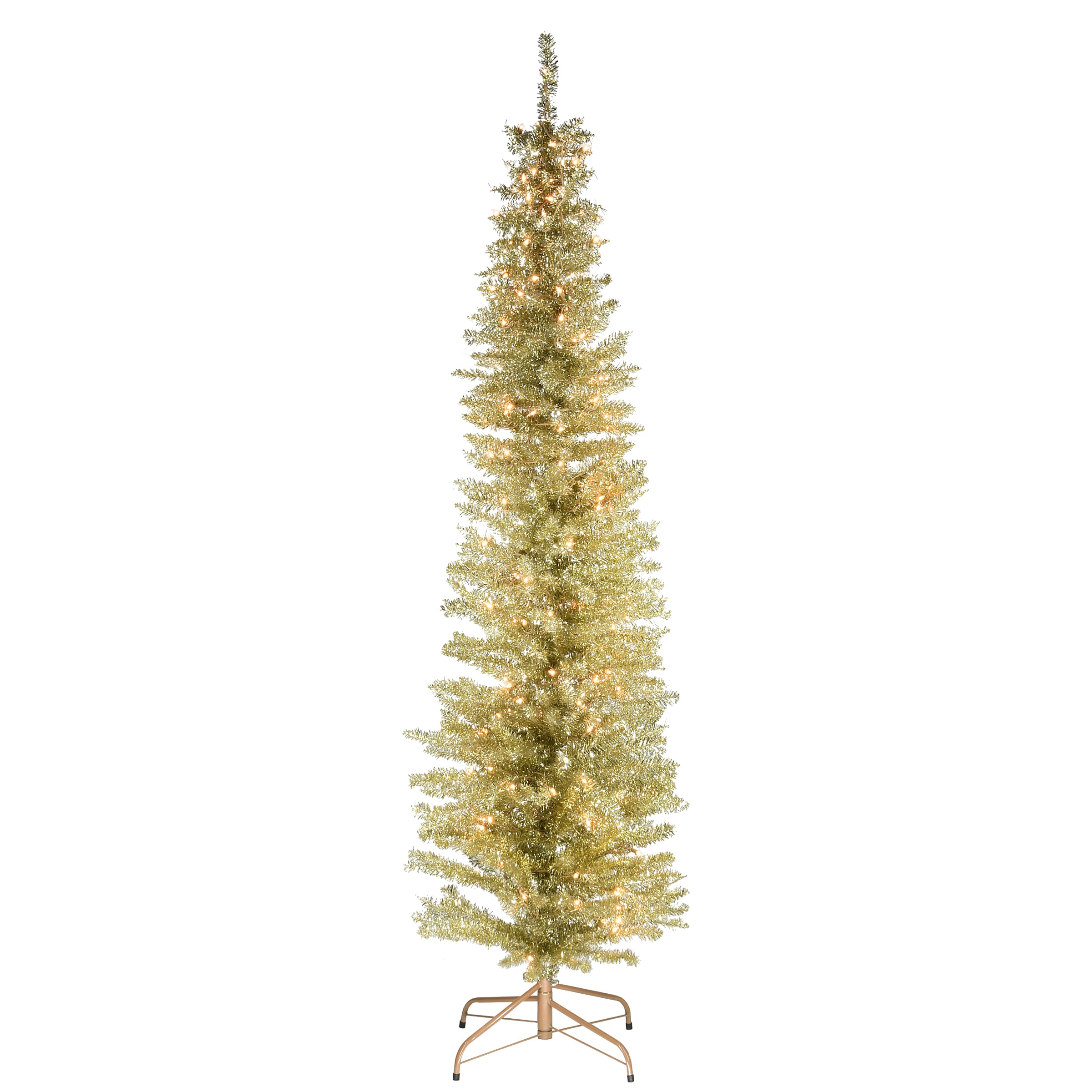 5 Ft Tinsel Prelit Christmas Tree Pop Up with Timer Color Lights Star  Sequins Battery Operated Artificial Pencil Slim Xmas Tree for Home Party  Indoor Outdoor Christmas Decoration 