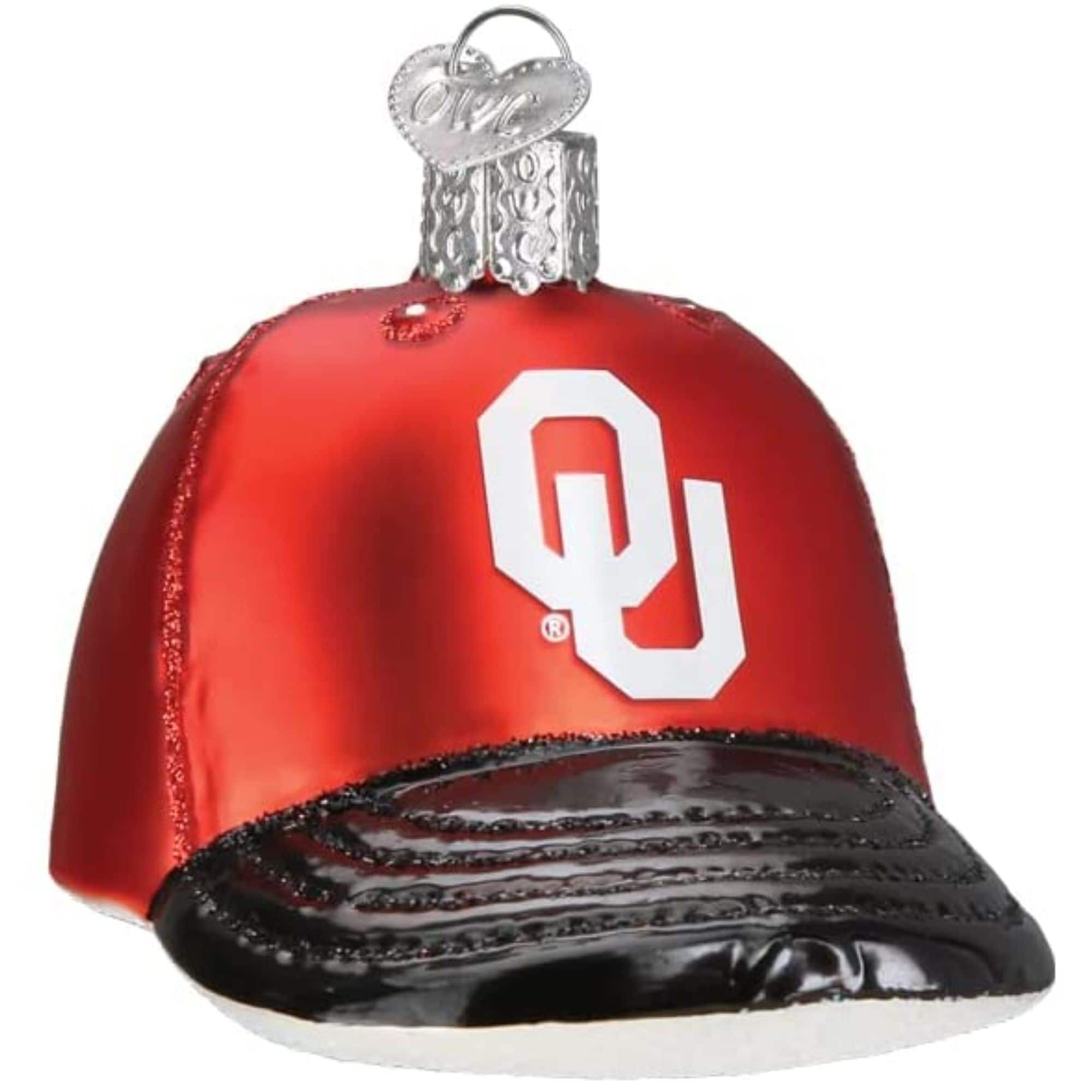 Old World Christmas 729343604194 Blown Glass Ornament for Christmas Tree - Oklahoma Sooners Baseball Cap