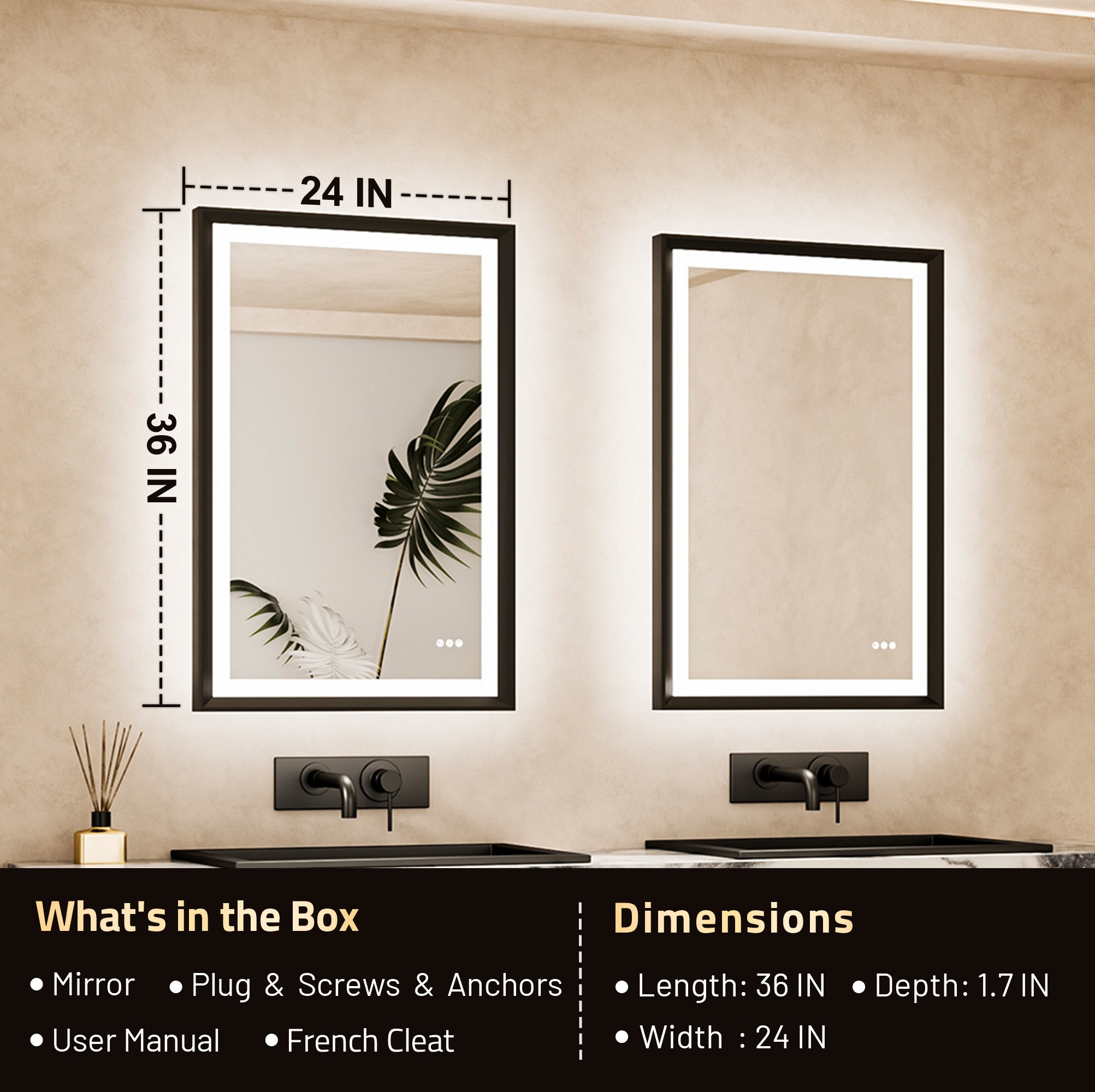 Keonjinn LW-ZBGSSW-6191SI Framed-Bath-Mirrors - View #3