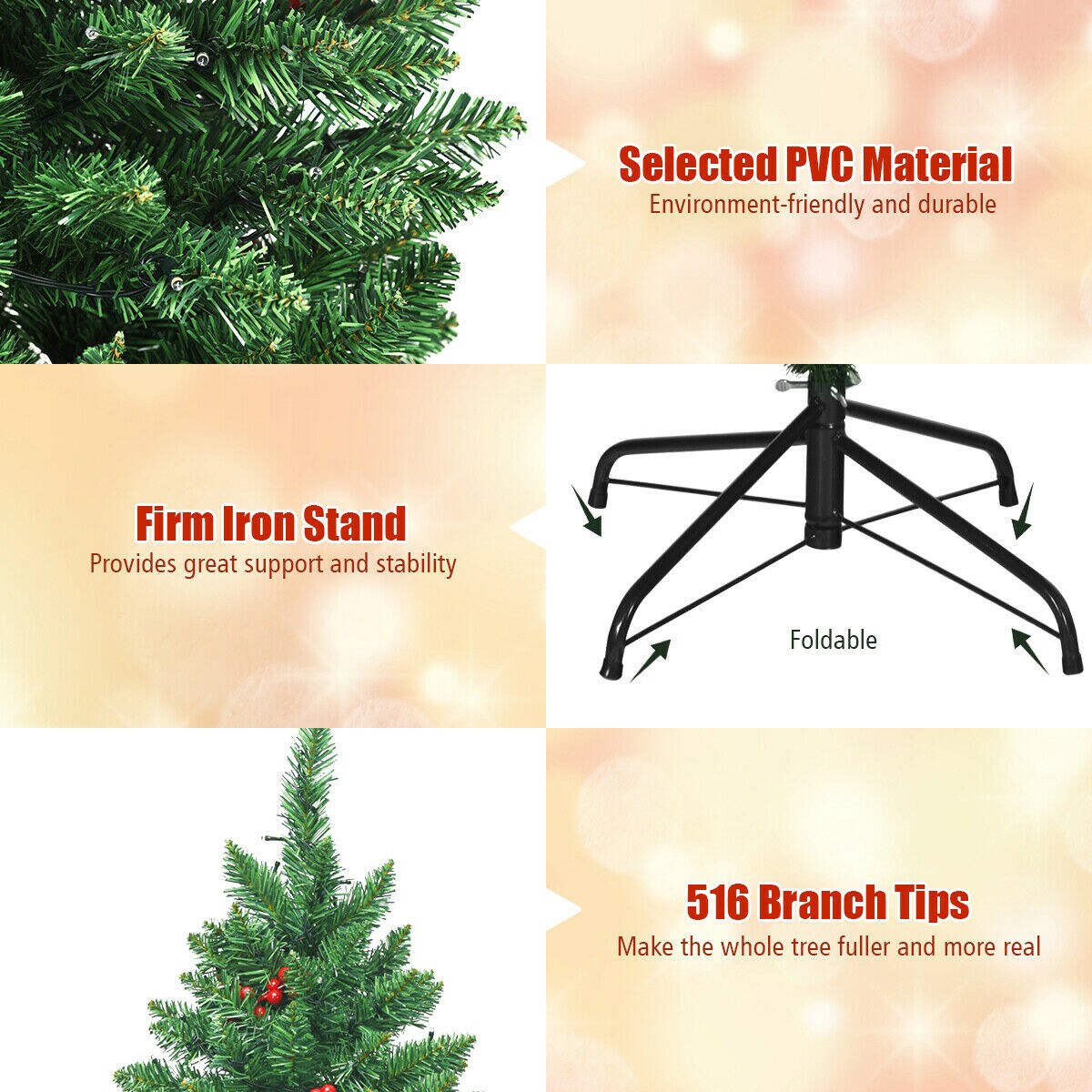 WELLFOR CM-HFY-22850US Artificial-Christmas-Trees - View #3