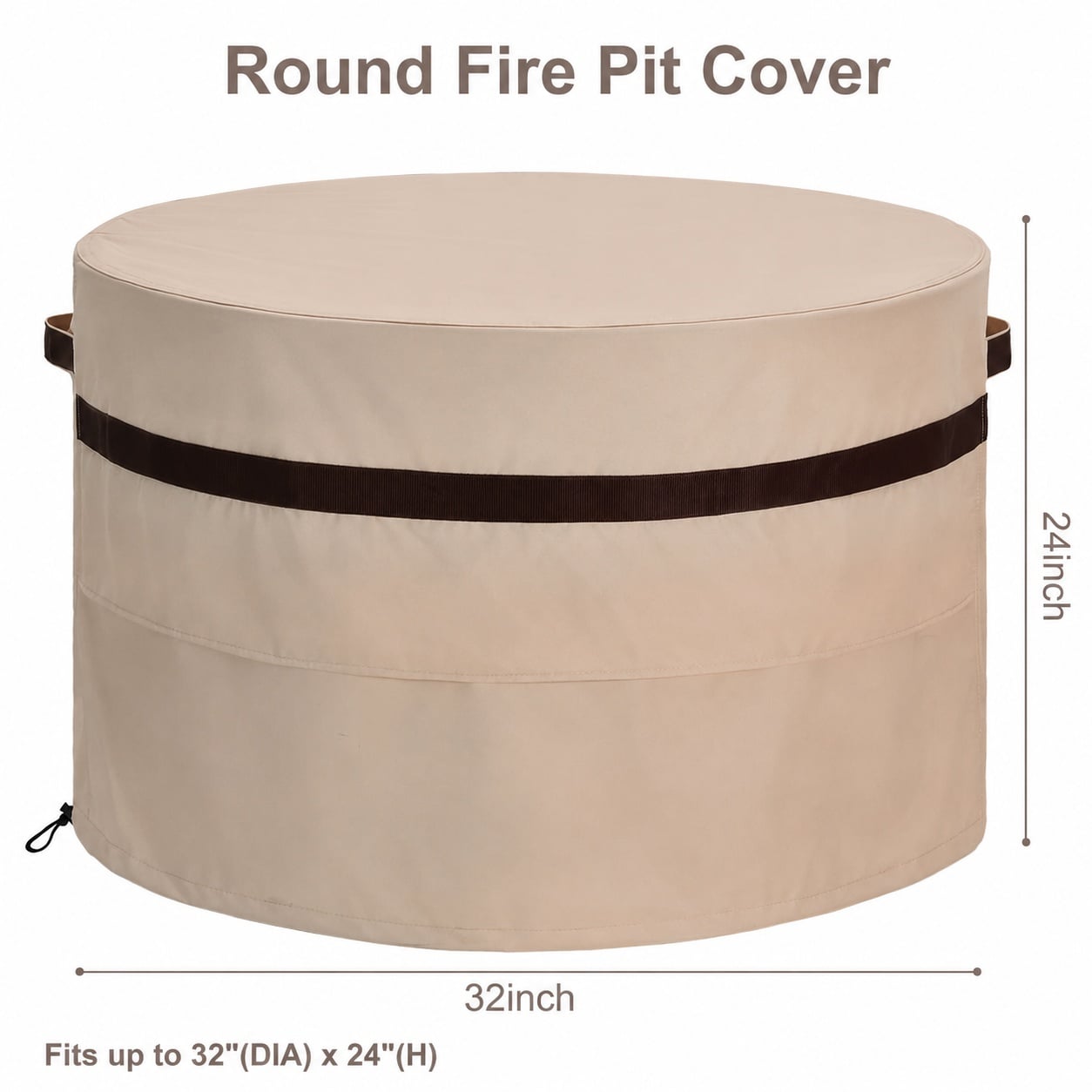 Lukvuzo 32 Inch Outdoor Fire Pit Cover Waterproof Round Patio Fireplace ...