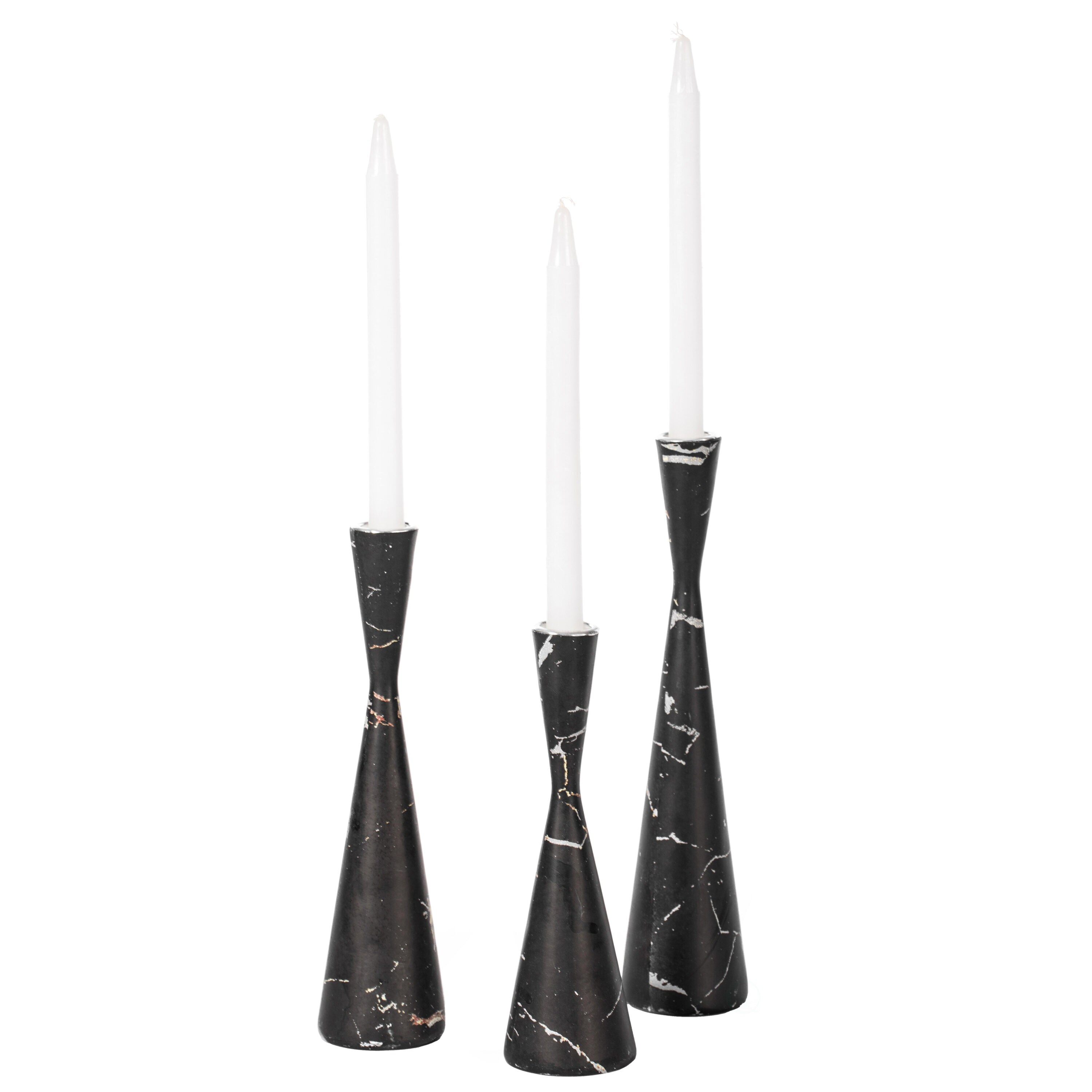 Black Marble Resin Taper Candle Holders, Pack of 18