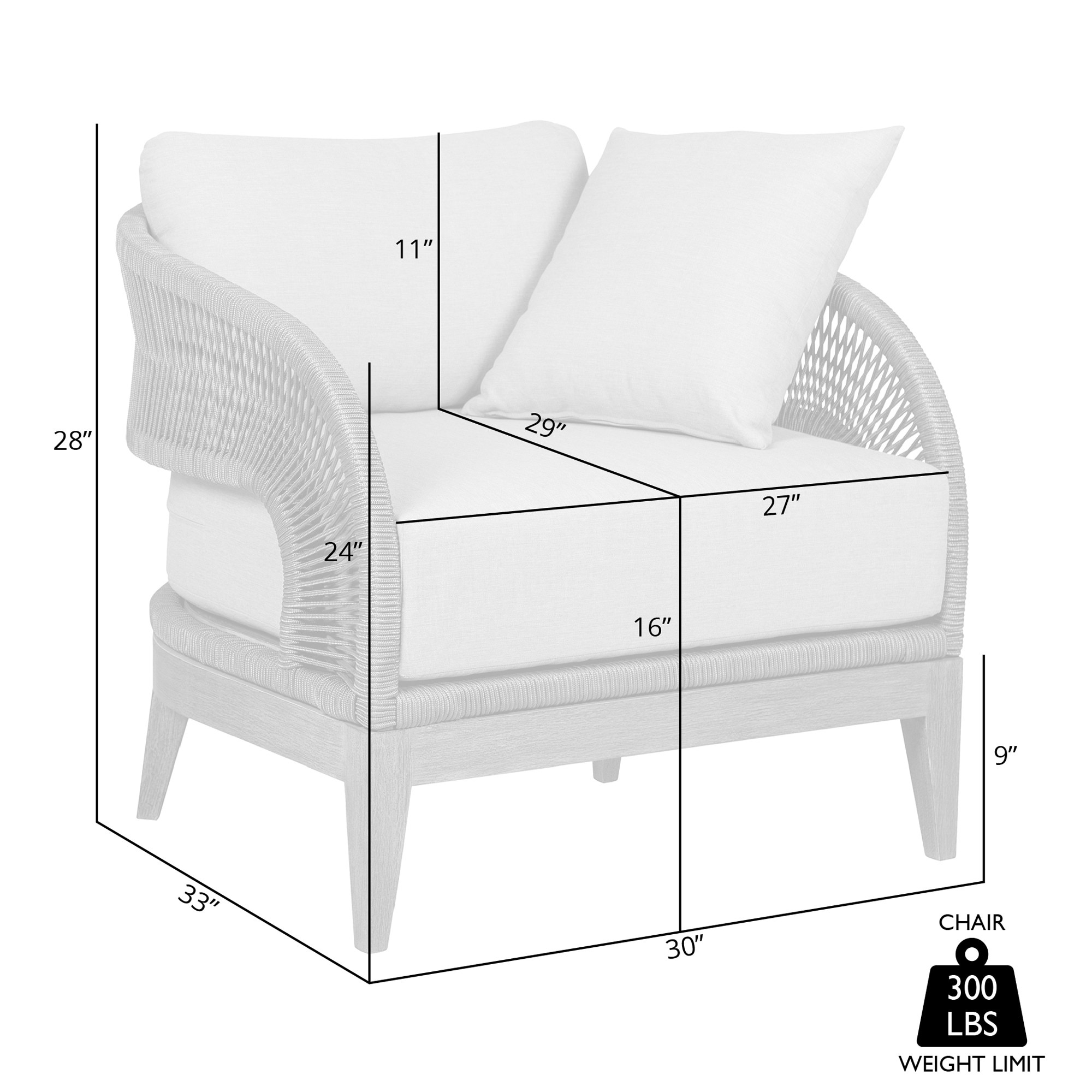Orbit Eucalyptus Wood Outdoor Chair with Gray Rope and Taupe Cushions