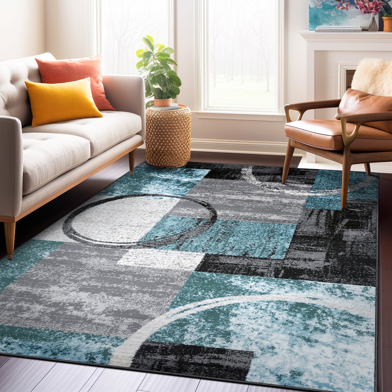 World Rug Gallery 8 X 12 (ft) Gray Indoor Geometric Global Area Rug in ...