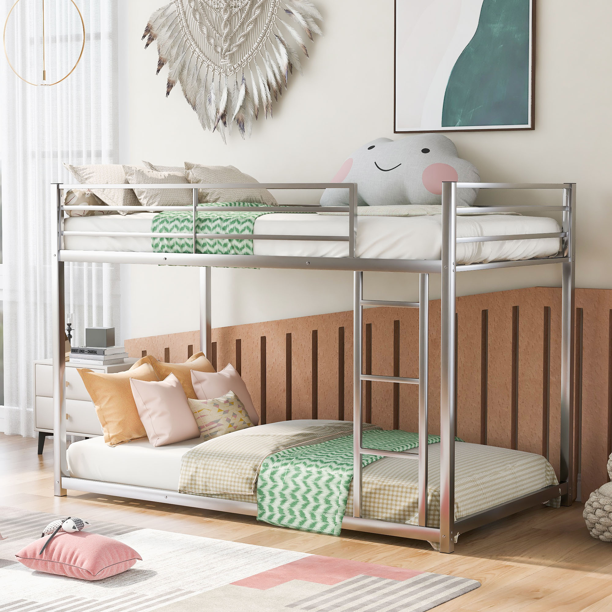 CASAINC WM-SM000204AAB Twin over twin bunk bed Silver Twin Over Twin Bunk Bed