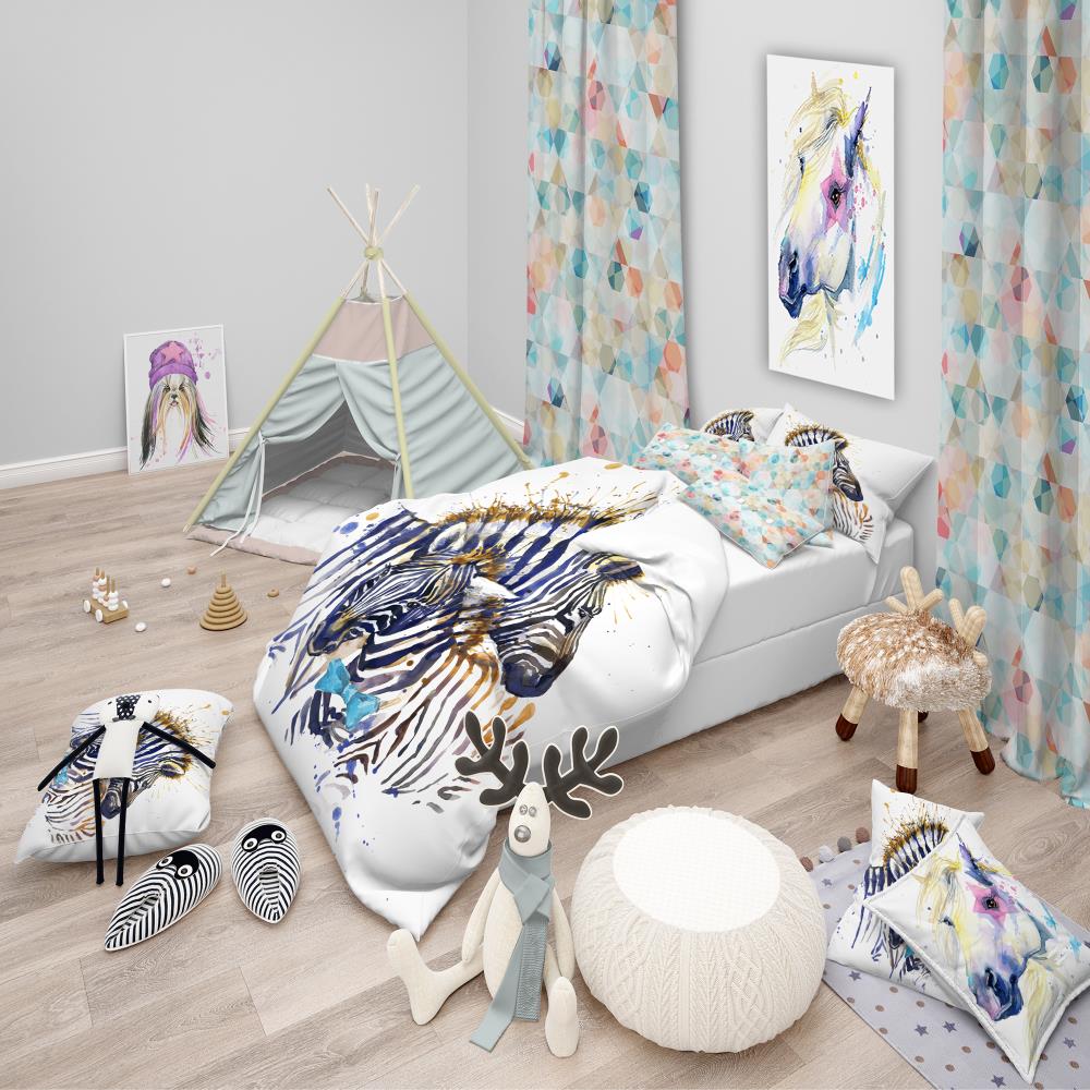 Designart BED13257-T 3 -Piece Blue Twin Duvet cover Set