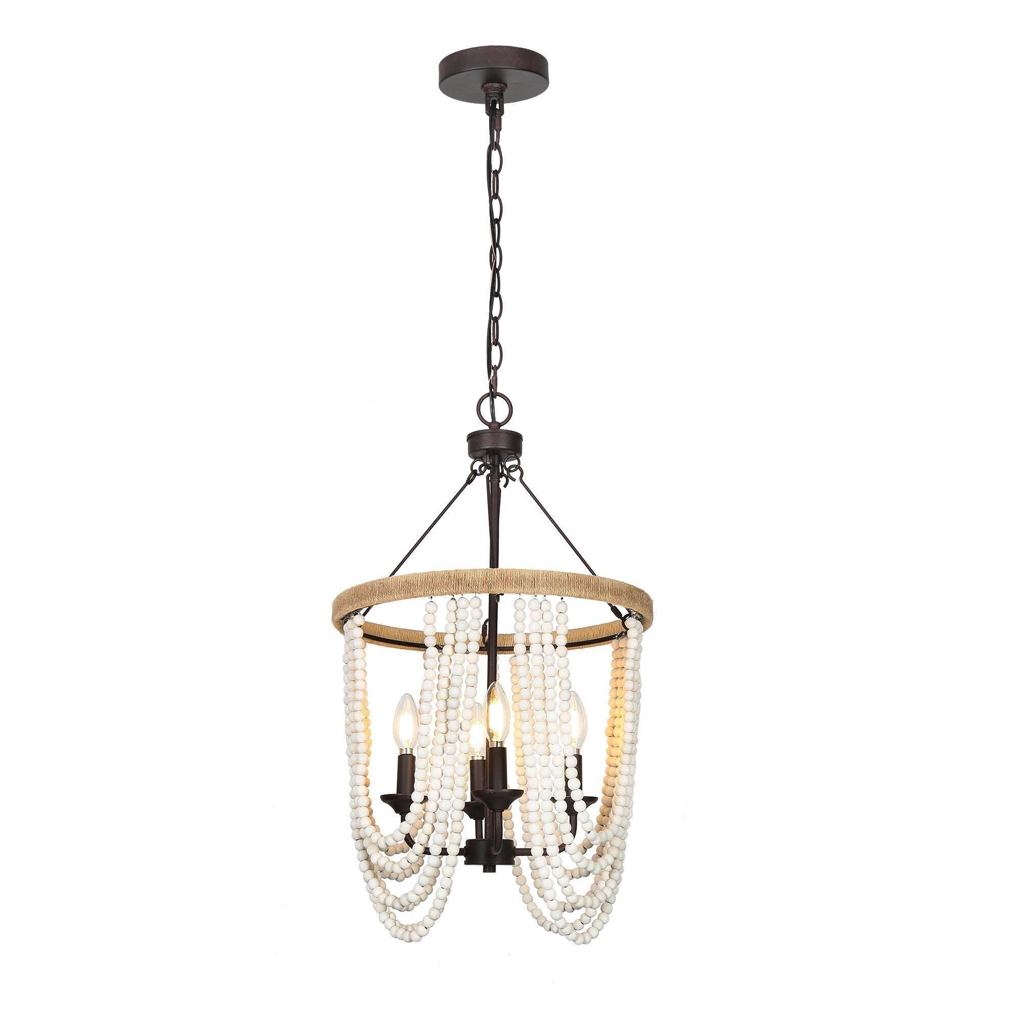 Uolfin 4-Light Distressed Bronze Bohemian/Global Led Beaded