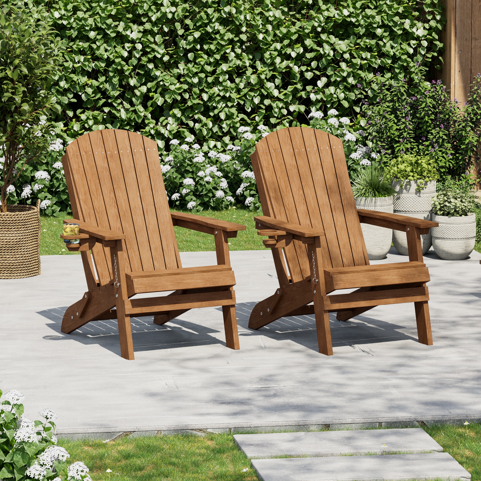 Livewood Foldable Adirondack Chair with Slat Seat