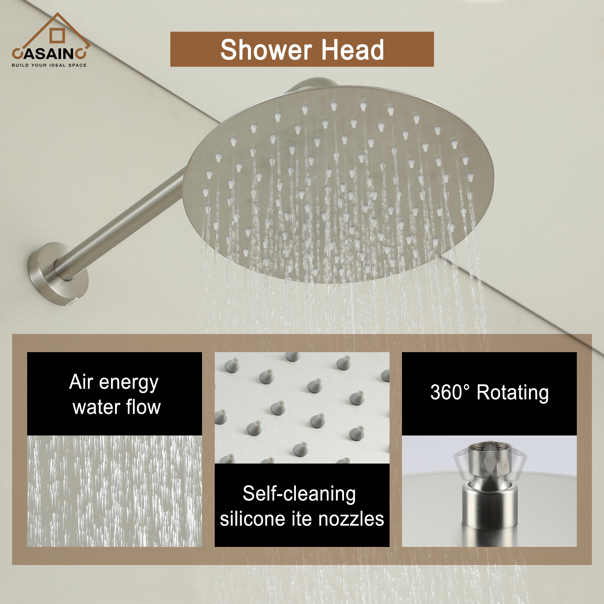 CASAINC CS3562-BN Showerhead-Bar-Panels - View #6