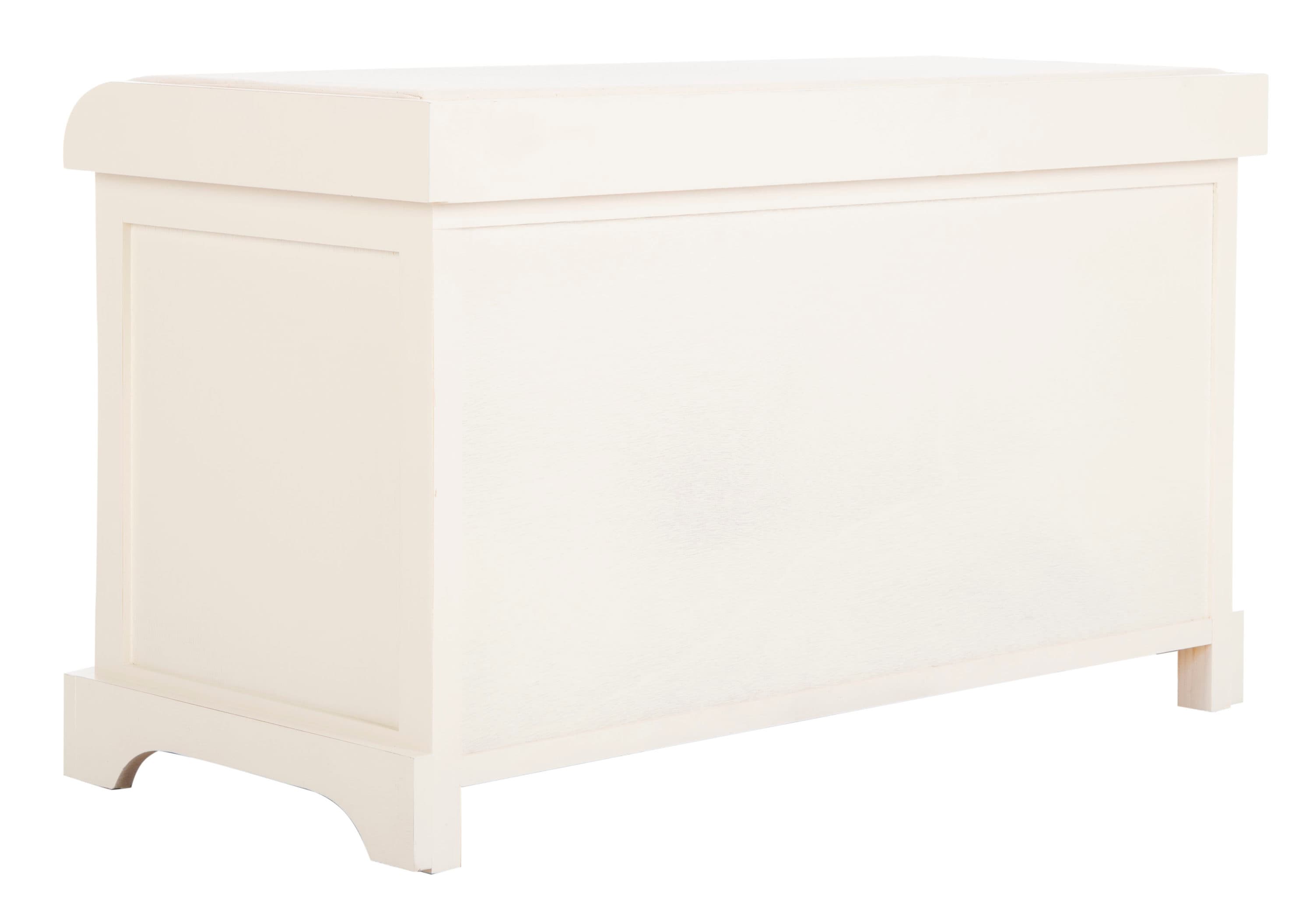 Freddy distressed white storage outlet bench