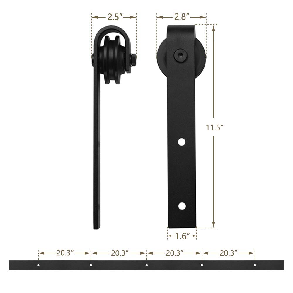 Clihome 96-in Matte Black Interior/Exterior J-strap Barn Door Hardware ...