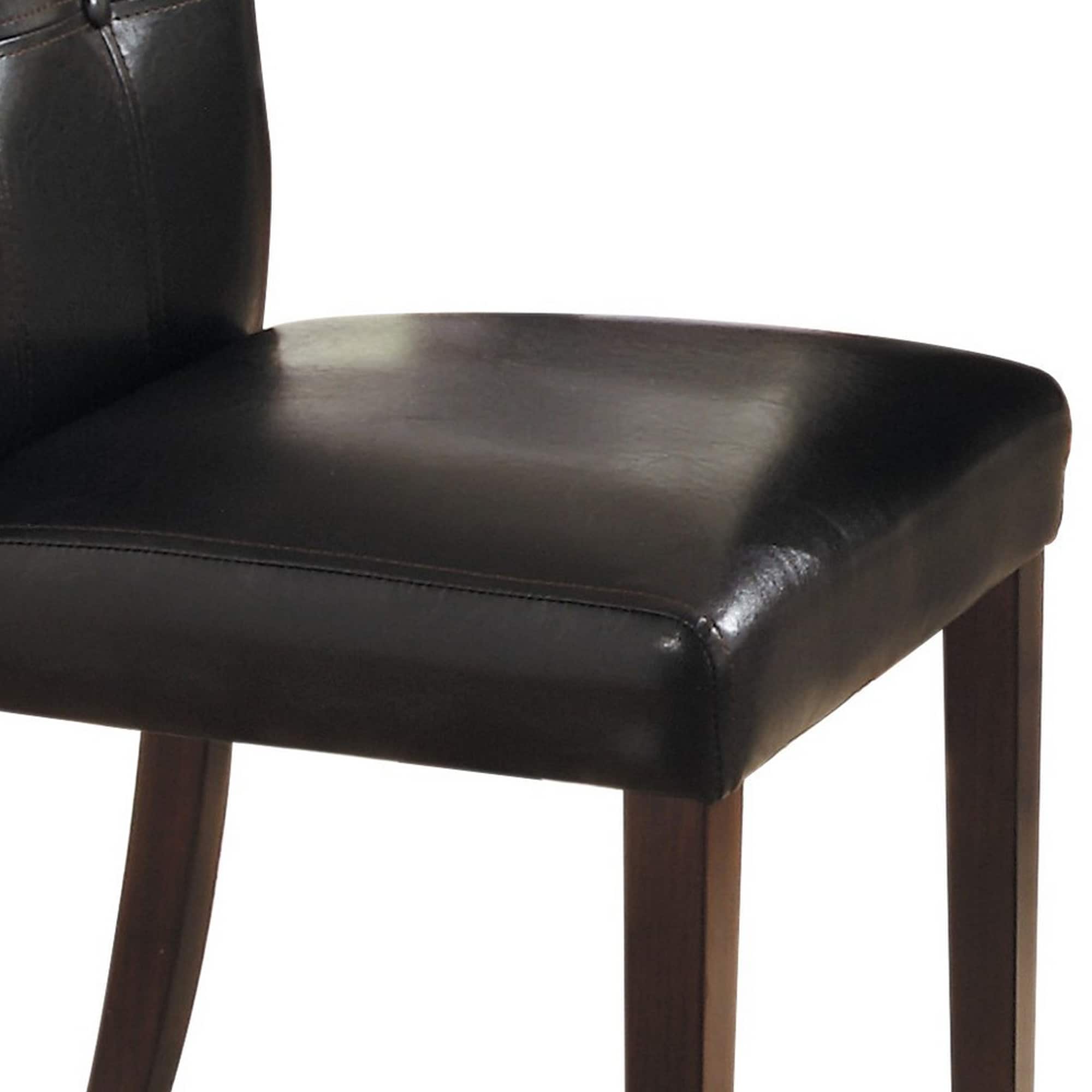 Espresso Brown Faux Leather Upholstered Side Chair with Wood Frame
