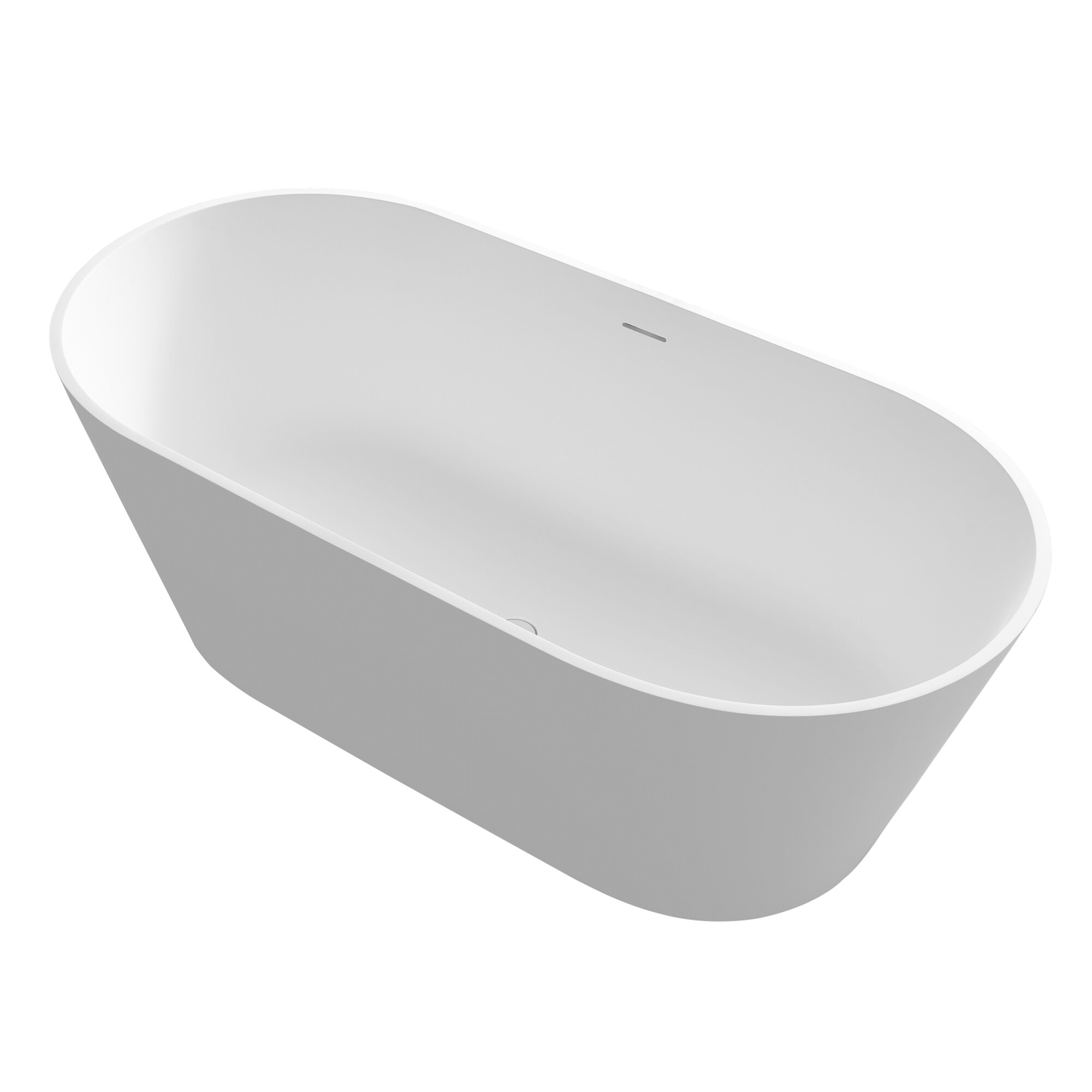 CASAINC CASADGTUB02 30-Inches x 63-Inches White Solid surface Oval Freestanding Soaking bathtub Drain ( Center Drain )