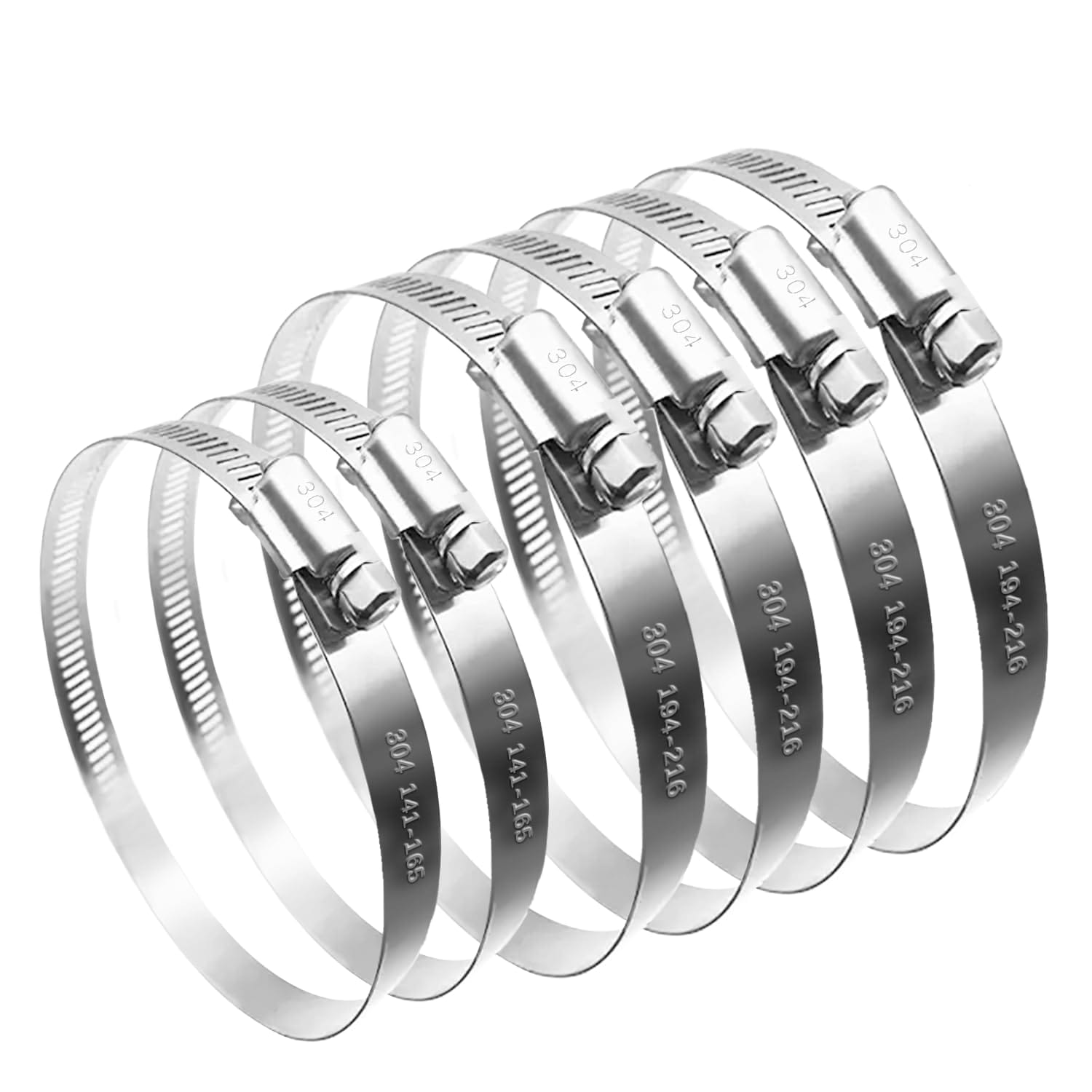 Linder Group Inc Adjustable stainless steel duct clamp kit 6 pcs heavy duty hose clamp for air ducting pipe 6 inch and 8 inch range indoor outdoor use
