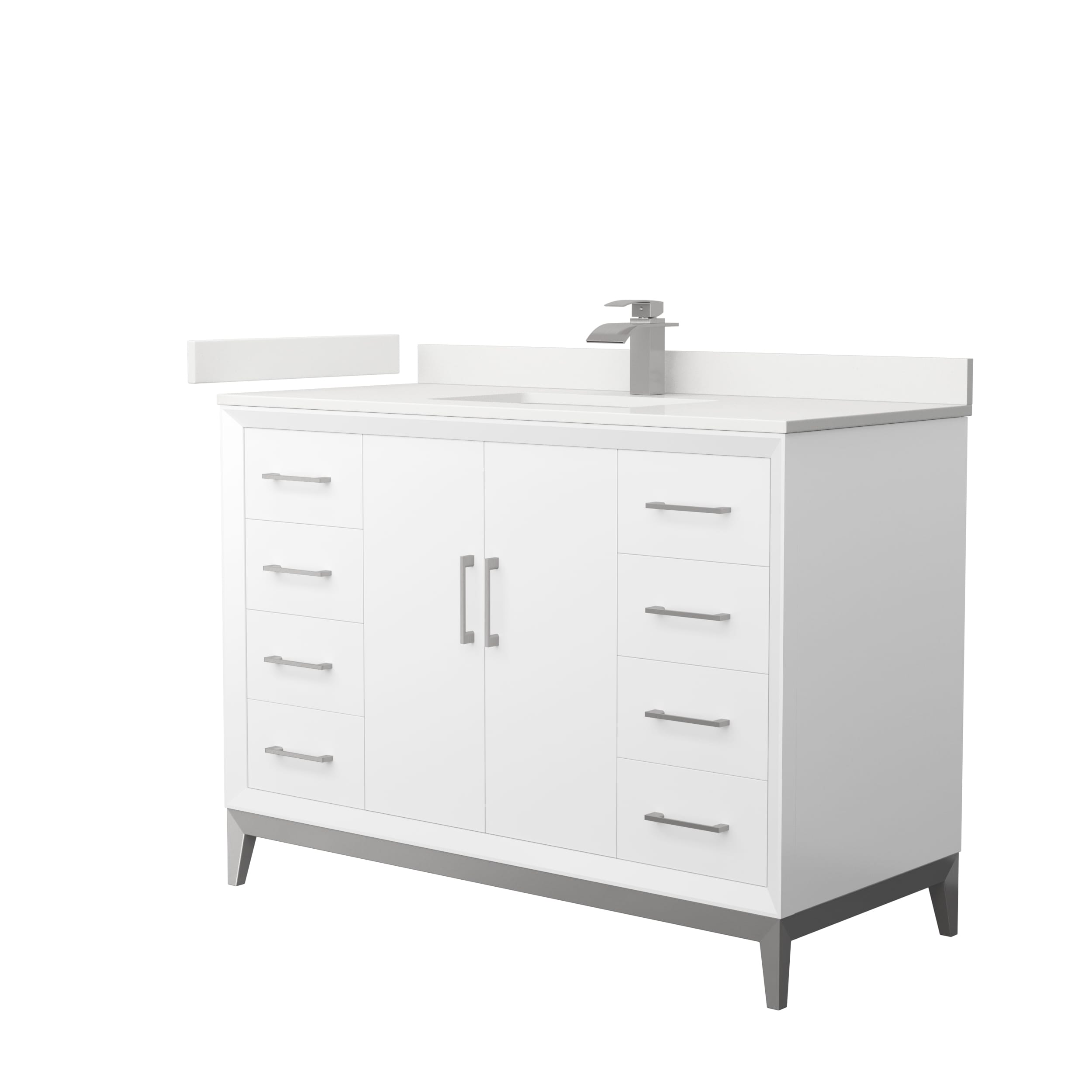 Wyndham Collection WCH818148SWHWQUNSMXX Amici 48-in White Undermount Single Sink Bathroom Vanity with White Quartz Top