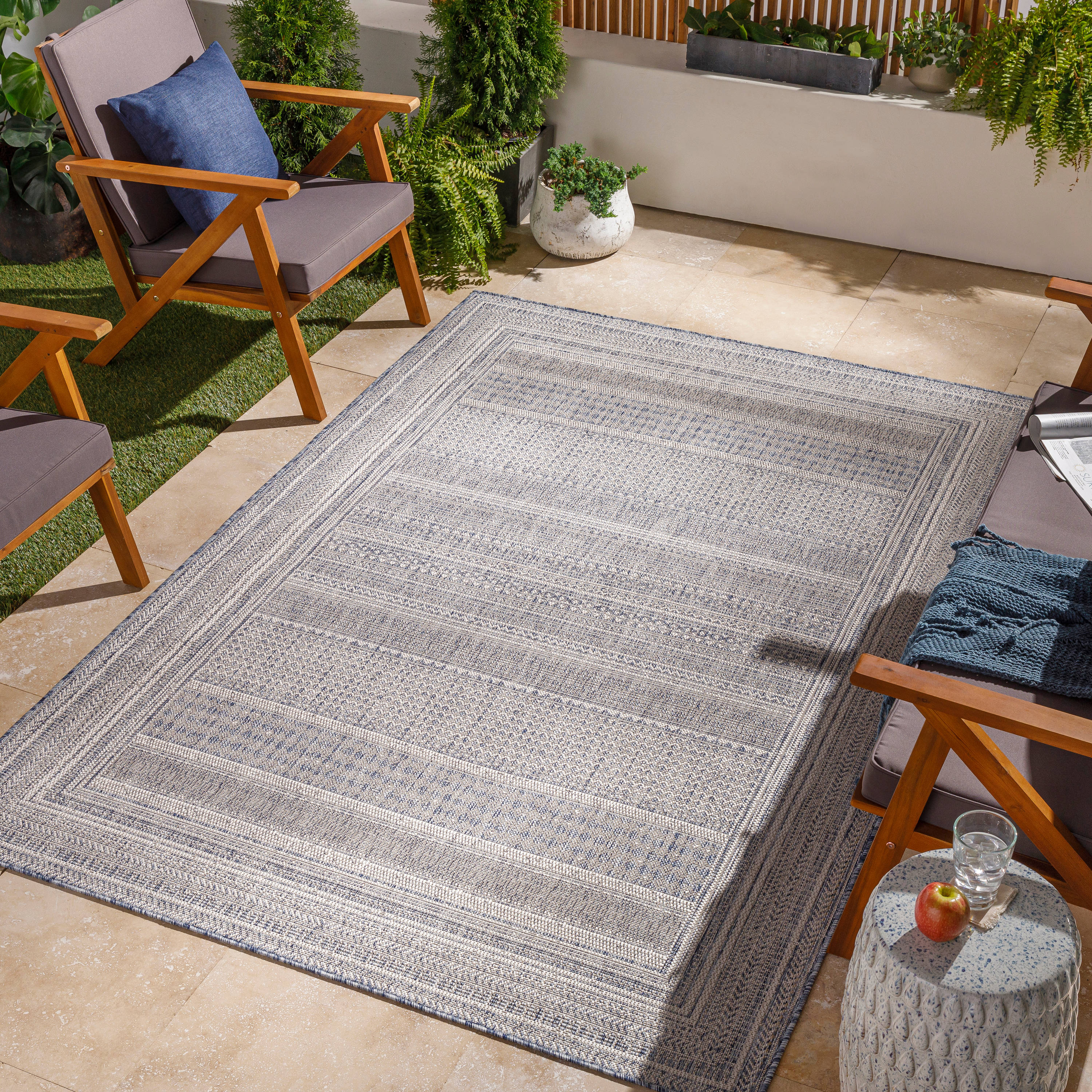 Livabliss TRG2330-679 Tuareg 7 x 9 (ft) Polypropylene Blue Rectangular Indoor/Outdoor Tribal Global Area rug