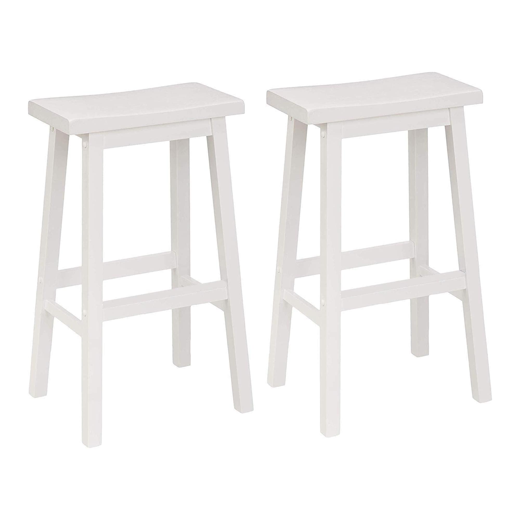 PJ Wood 304524 White 29-in H Bar height Stackable Wood Bar Stool 2 -Pack