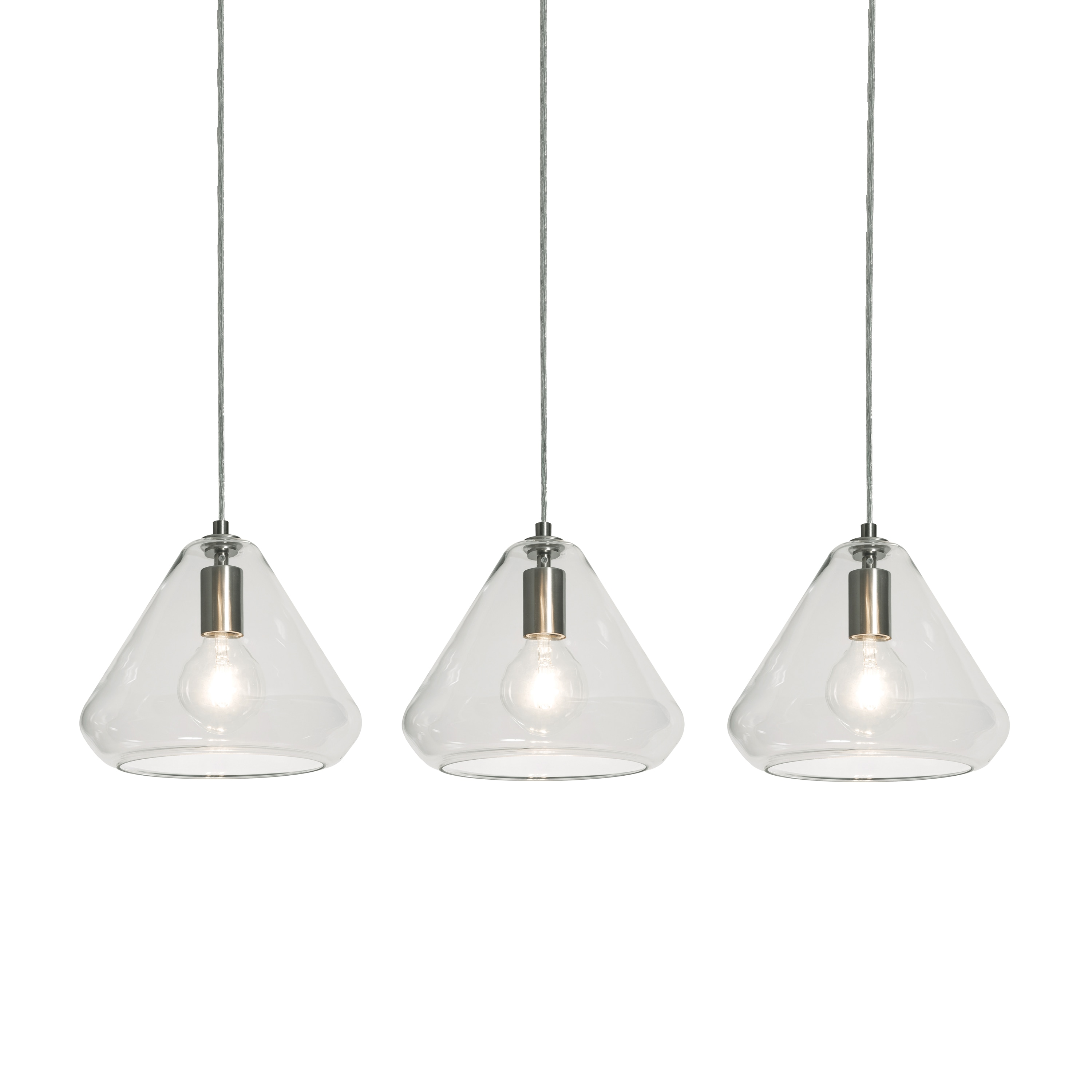 AFX AGP10MBSNCLLNR3 Armitage 3-Light Satin Nickel Modern/Contemporary Clear Glass Cone Mini Hanging Pendant Light