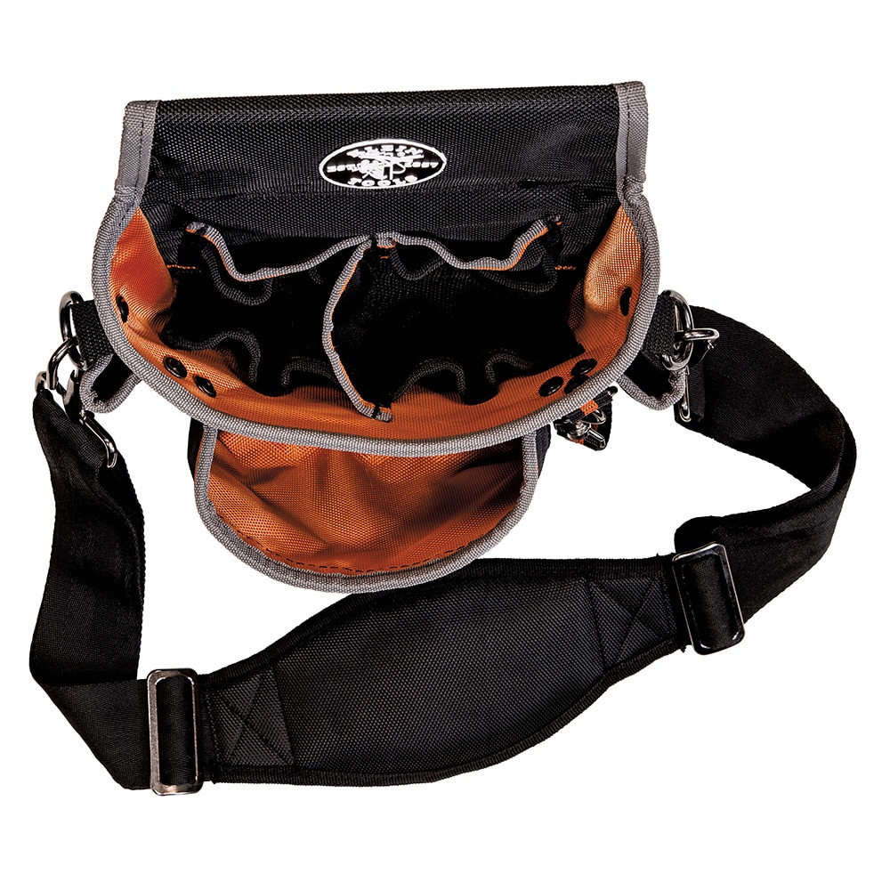 Black and Gray Polyester Tool Pouch with Shoulder Strap
