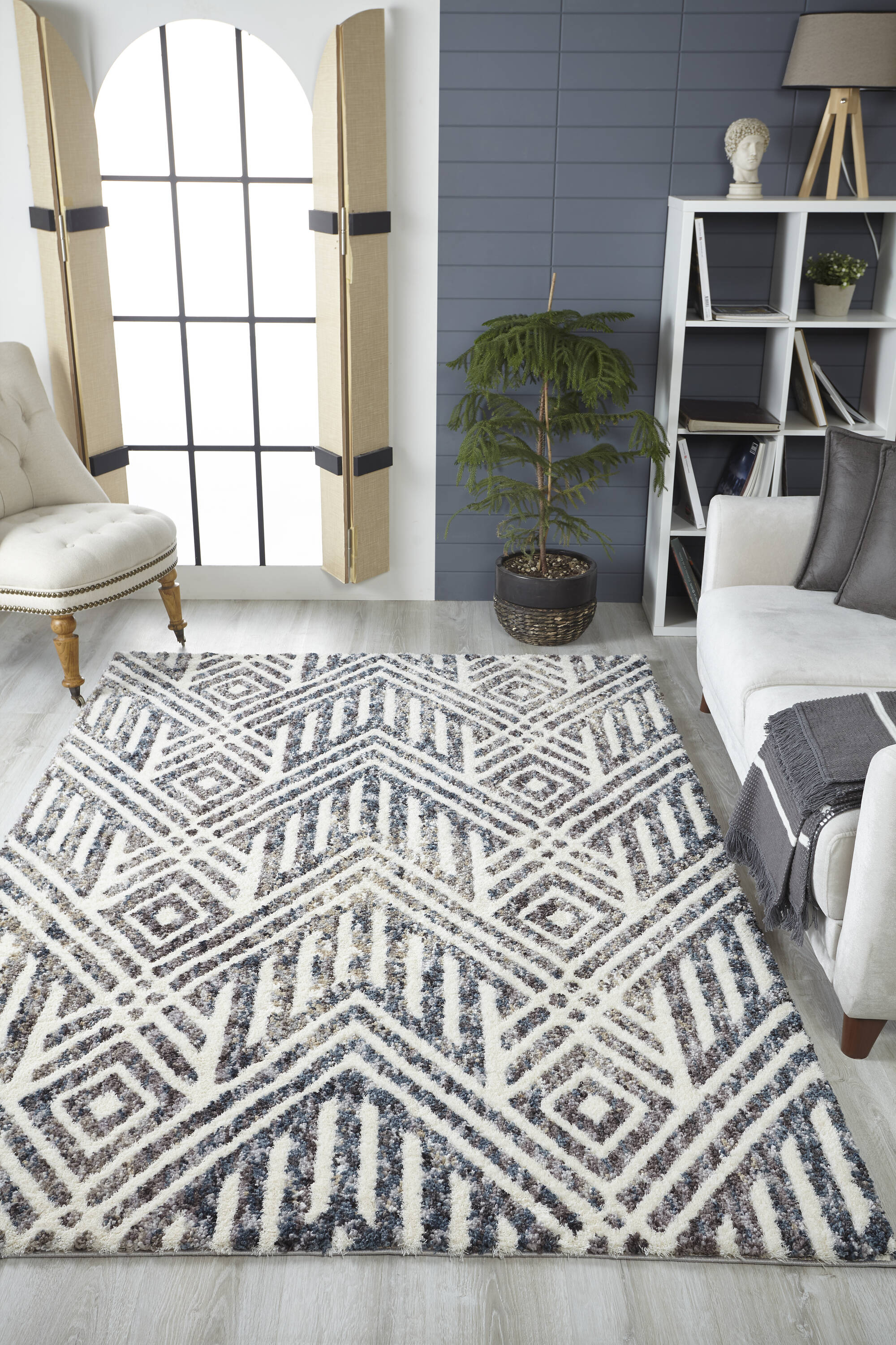 Everday Woven 3 X 5 Ft Grey Indoor Geometric Moroccan Area Rug In The Rugs Department At 