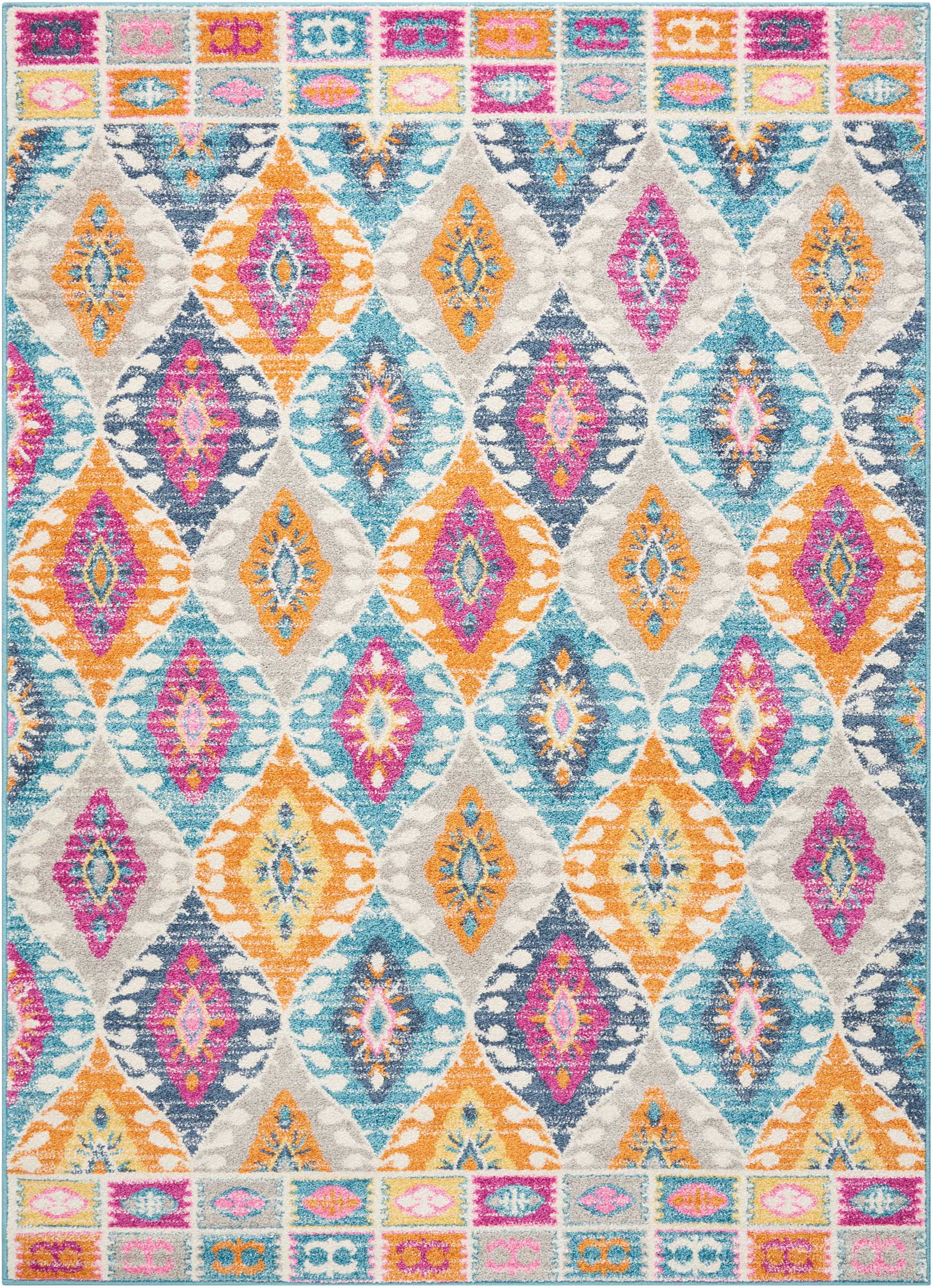 Multicolor Geometric Boho-Chic Synthetic Area Rug