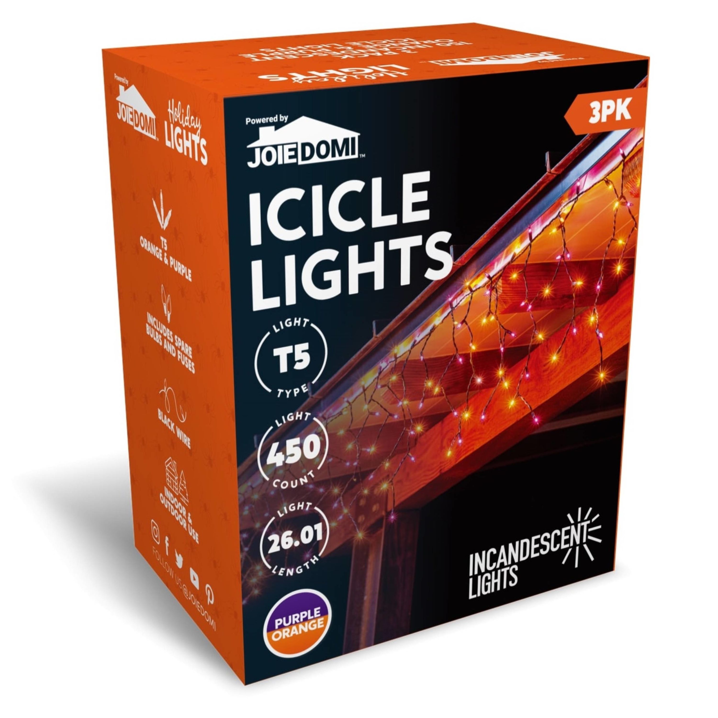 Joyin Halloween LED Icicle Lights - Purple and Orange - Indoor