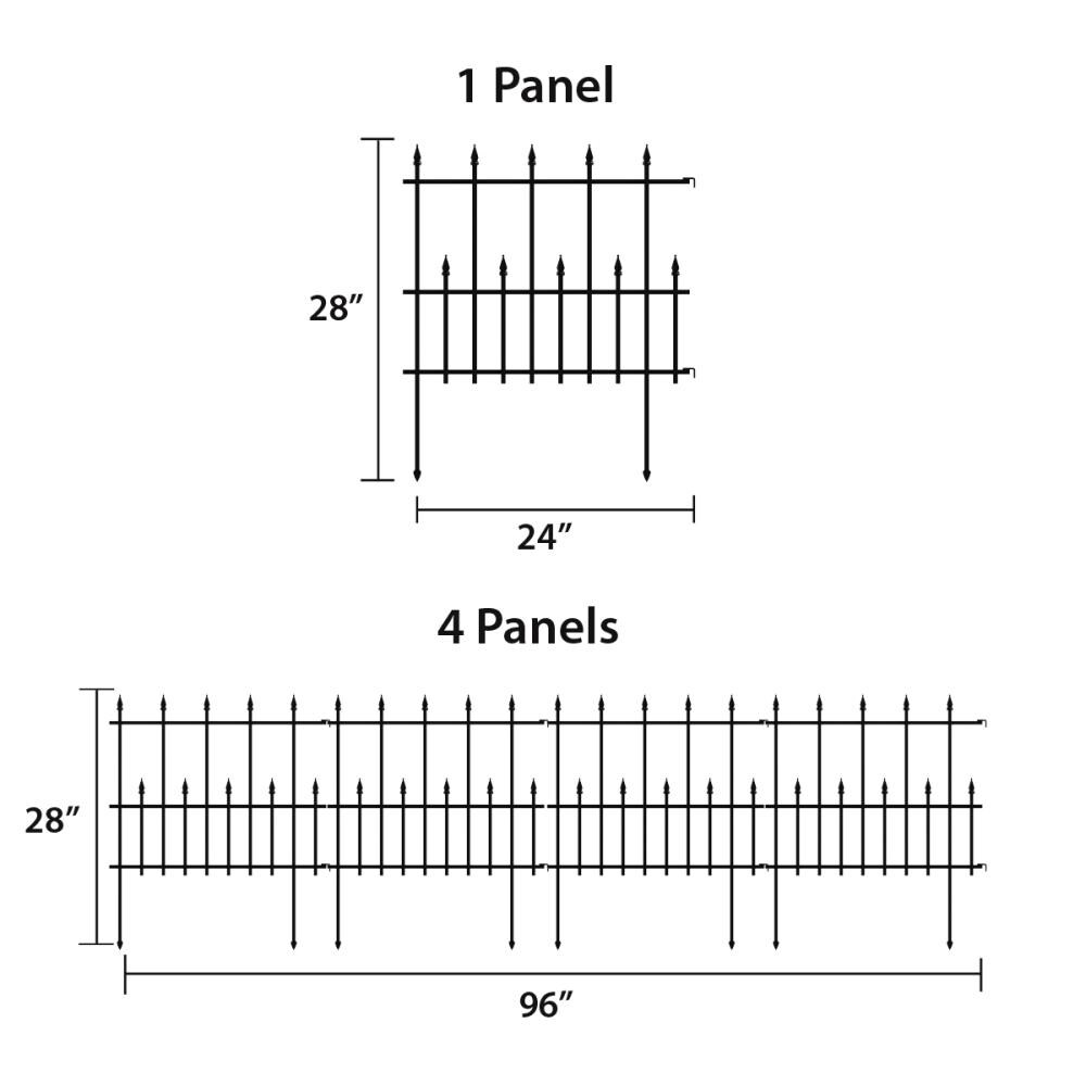 Garden Craft 0.8-in X 24-in X 28-in Black Metal Steel Garden Fence 