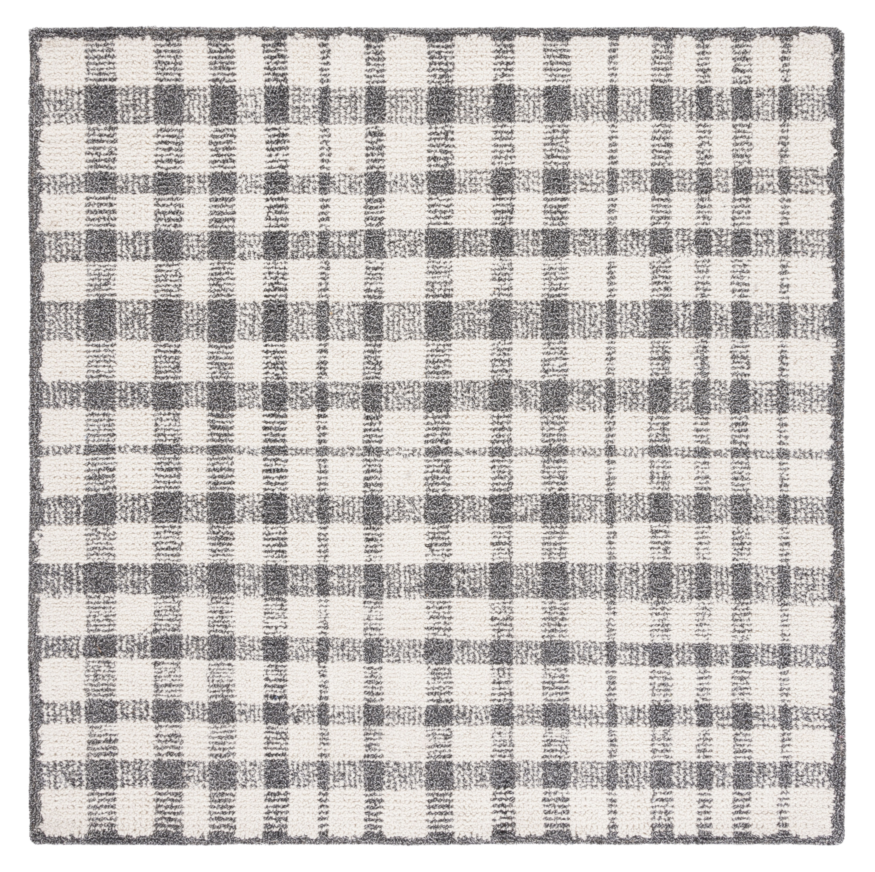 Ivory Abstract Tufted Wool Blend 6' Square Area Rug
