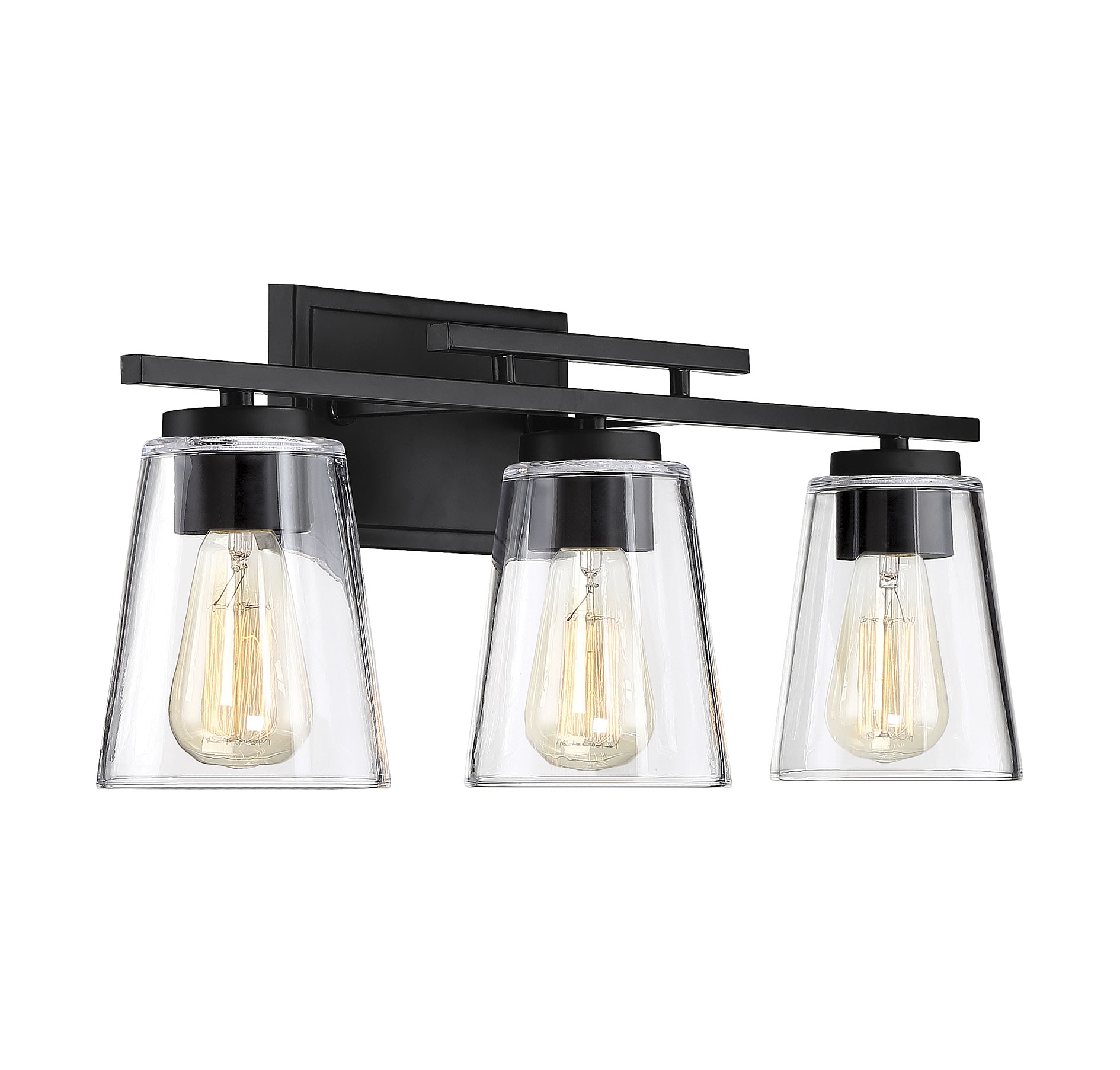 Calhoun Black 3-Light Vanity Fixture with Clear Glass Shades