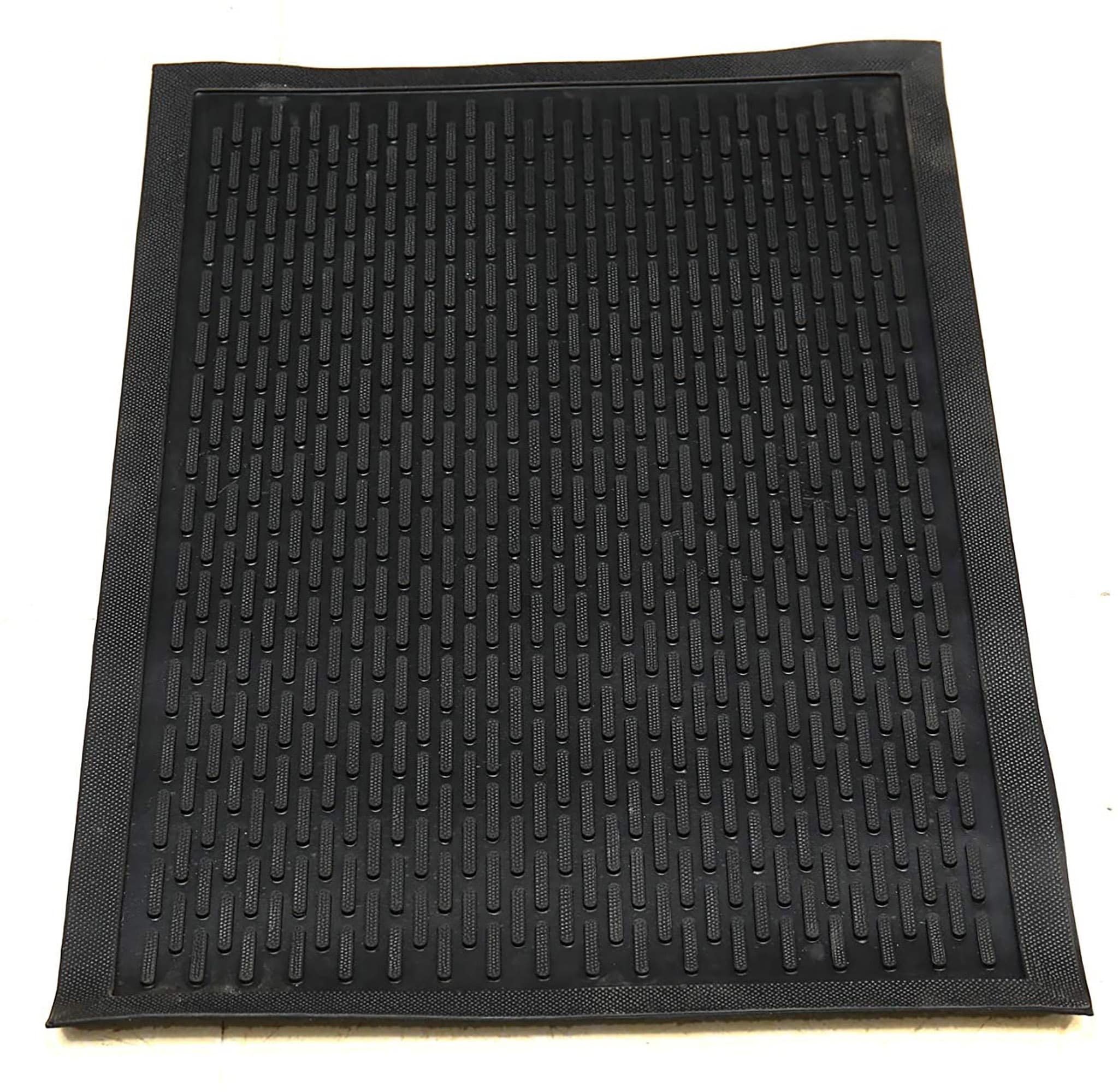 Ottomanson Easy Clean, Waterproof Non-Slip Indoor/Outdoor Rubber Doormat,  18 x 30, Black Lines