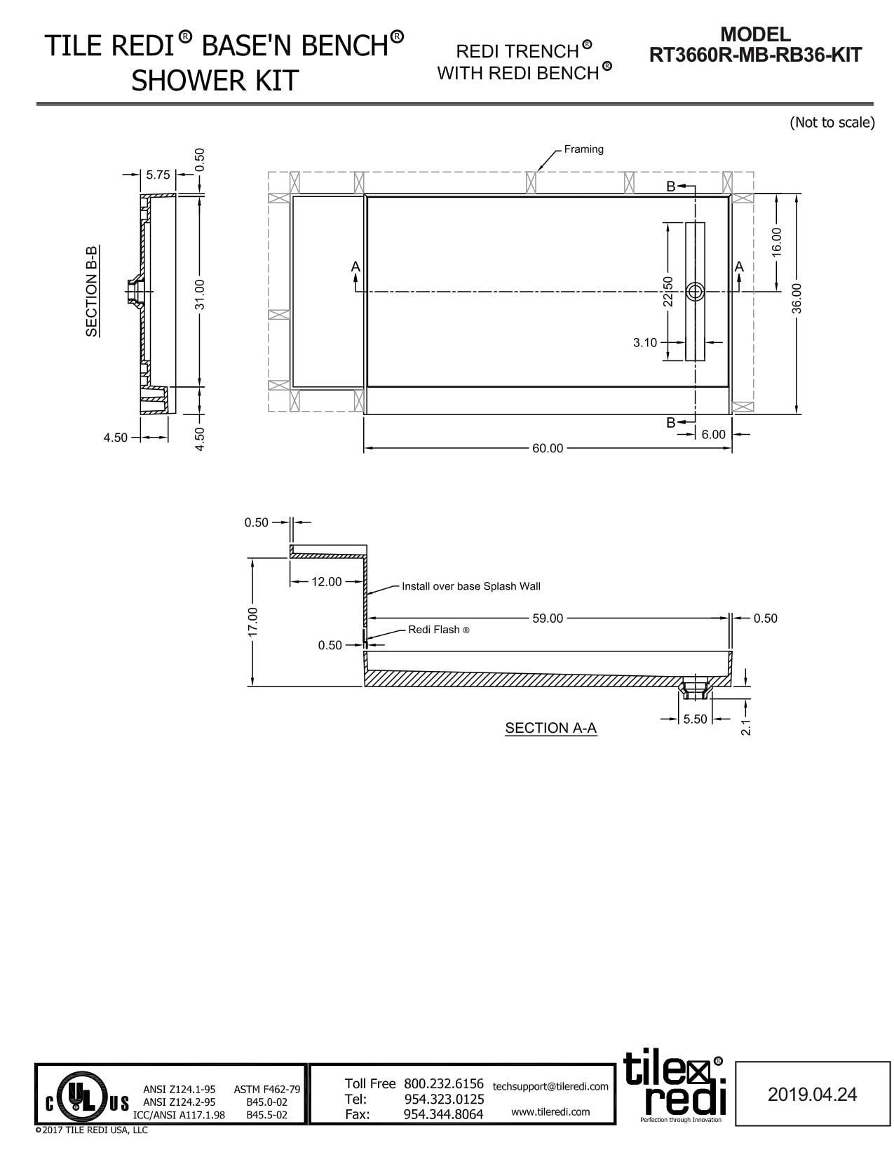 Tile Redi RT3660R-MB-RB36-KIT Shower-Floors - View #7