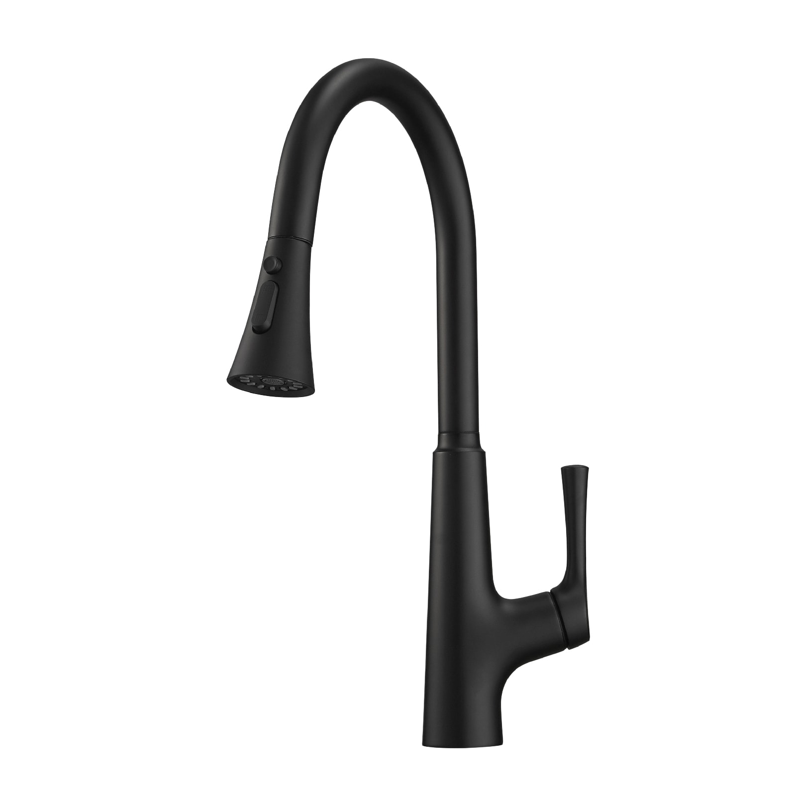 WELLFOR QJ-K-IS123033B Matte Black Single Handle Deck-mount Touchless Residential Pull-down Kitchen Faucet with Sprayer