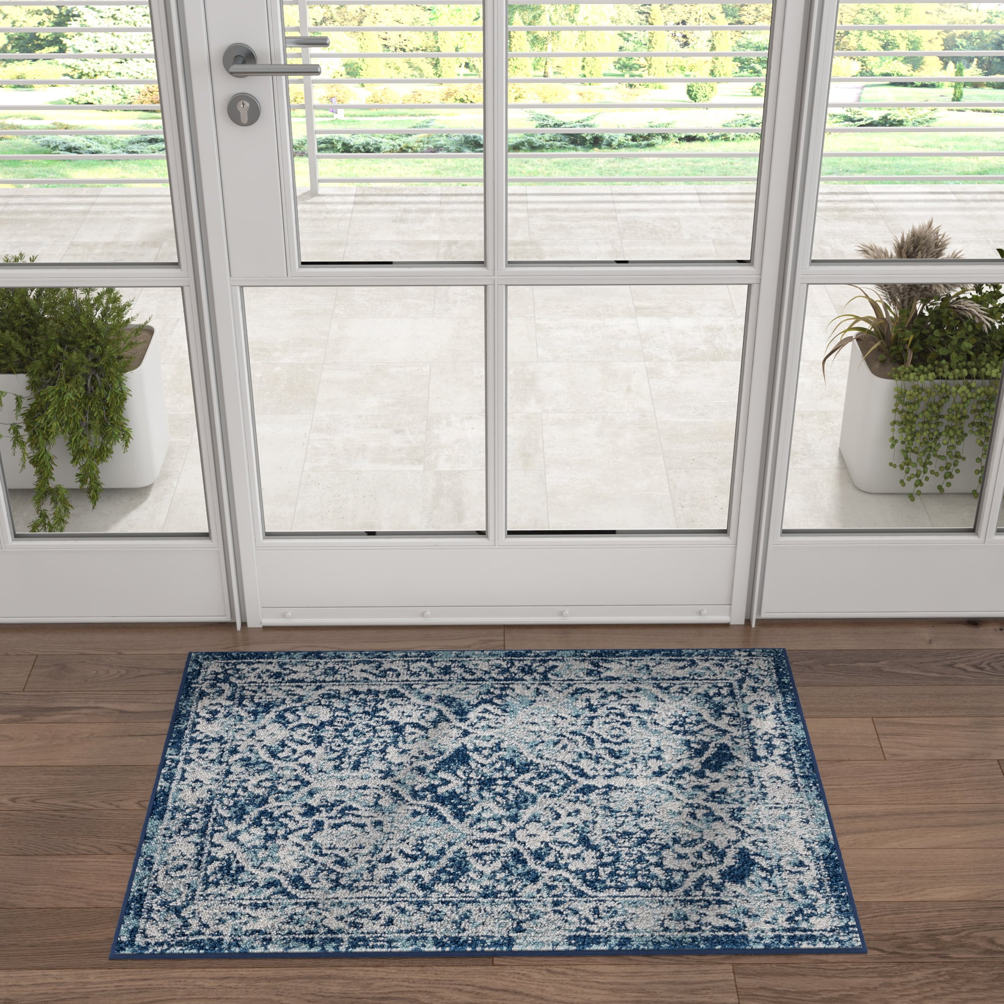 Tayse DIA1201 2X3 Diamond 2 x 3 (ft) Loomed Polypropylene Blue Rectangular Indoor Throw rug