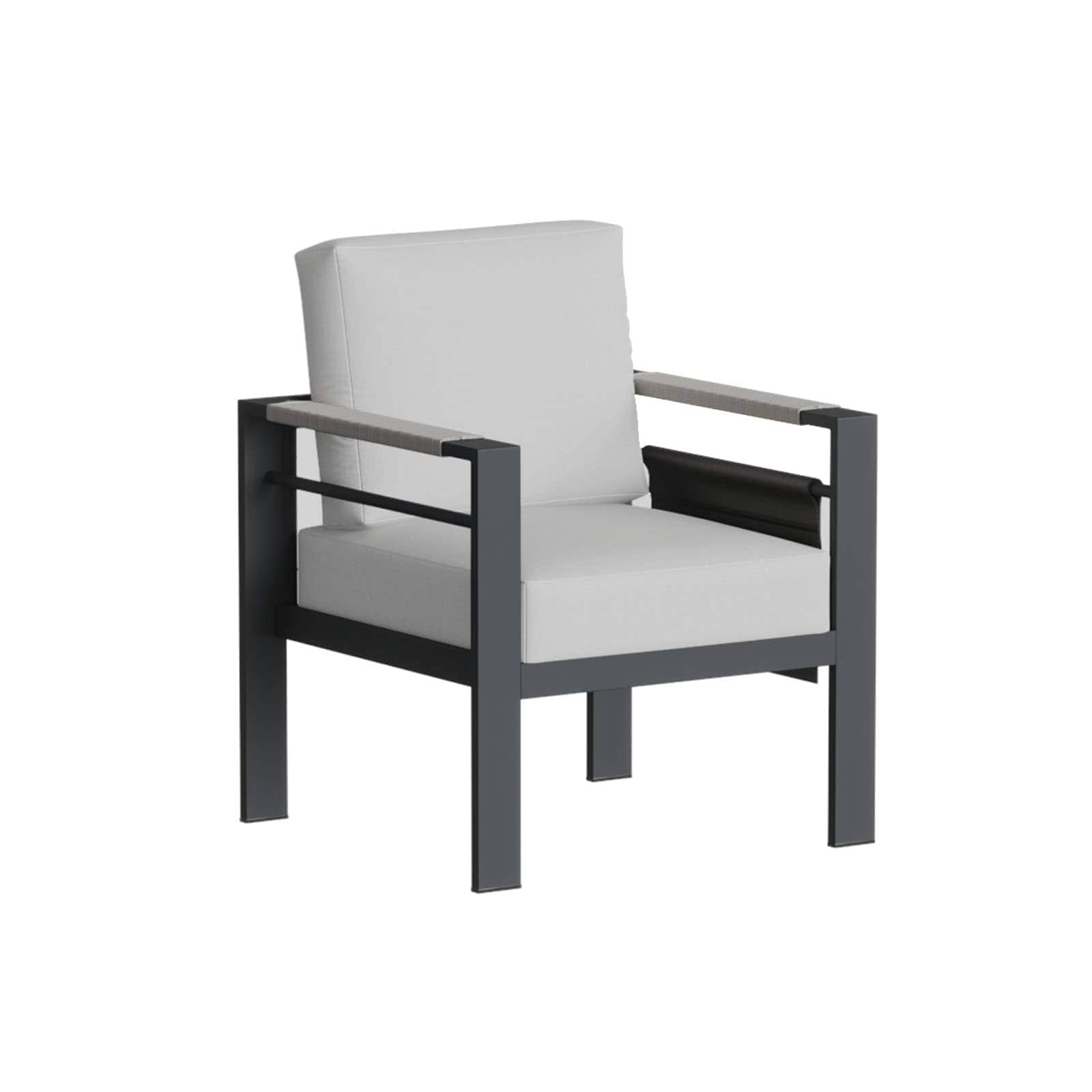 Bestier LOW-O500171A-BX0631 29.99-in W 2-piece  Grey Aluminum Outdoor Armchair with Cushions and Heatproof Armrest