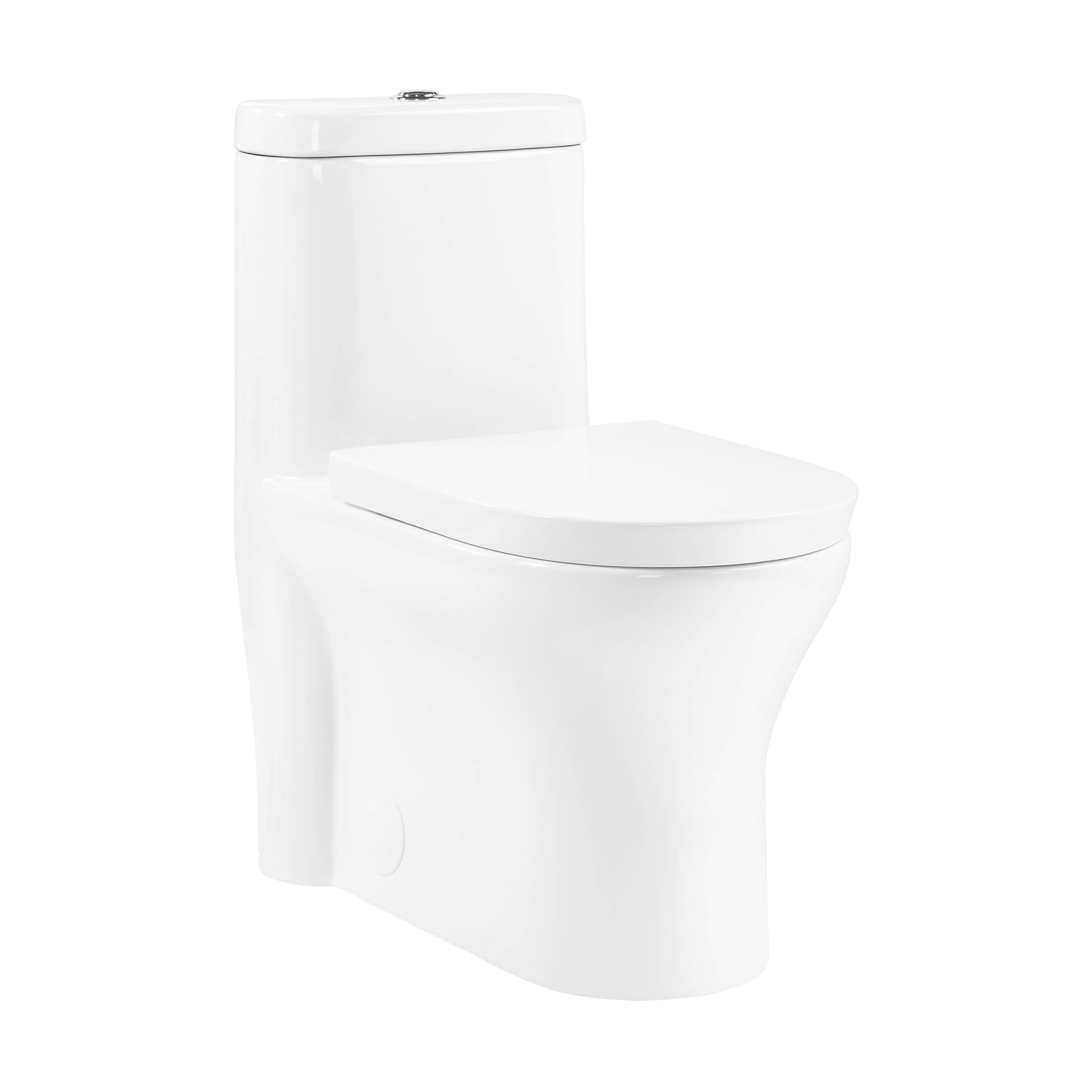 Swiss Madison SM-25-1TTRO05WH Trocadero Glossy White Elongated Standard height 10-in Rough-In 1.6 GPF Dual Smart Compatible Slow Close Feature 1-piece Toilet