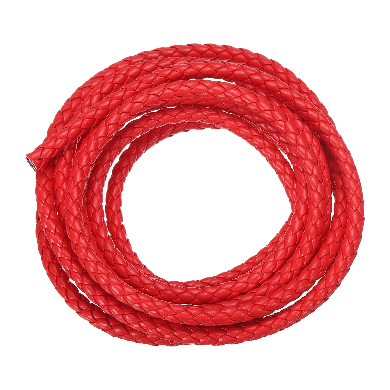 Unique Bargains Braided Leather Cords Round Leather Strap Soft Jewelry Leather Rope for Jewelry Making Tie Making Necklaces (5mm 2 Yard Red)