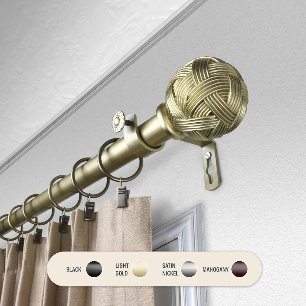 Hart & Harlow L100-22-283 1-in Travis 28-in to 48-in Light gold Steel Single curtain rod with Finials