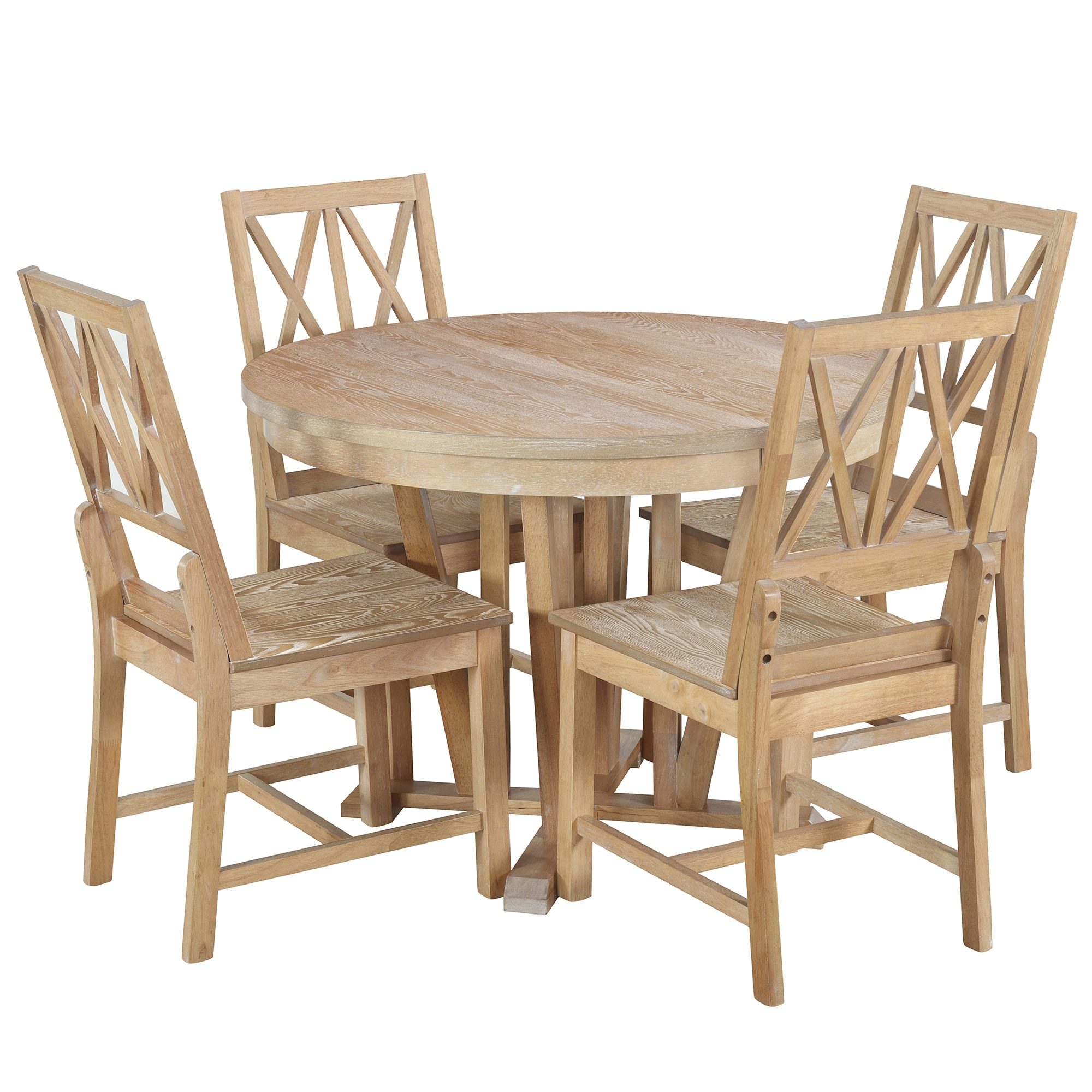 Bybafun YA0100232 Brown Rustic Dining Room Set with Round Table ( Seats 4 )
