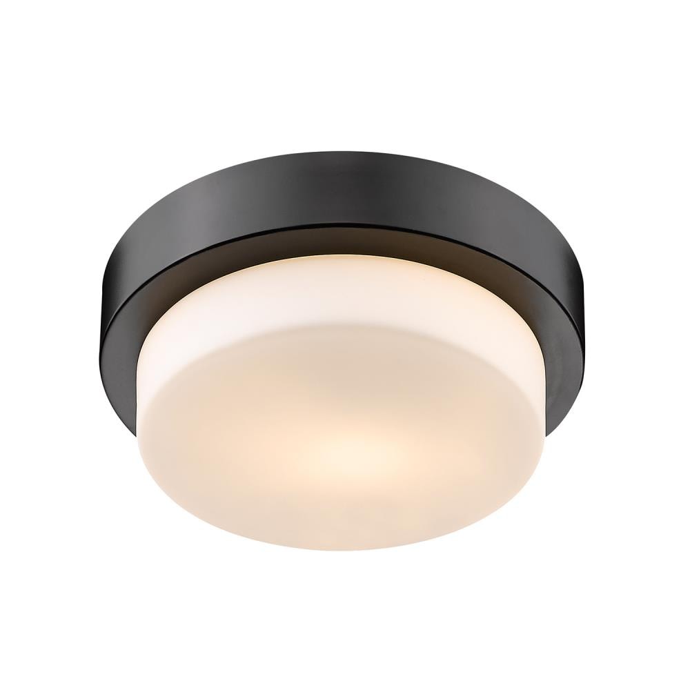 Transitional Matte Black 9'' Flush Mount with Opal Glass