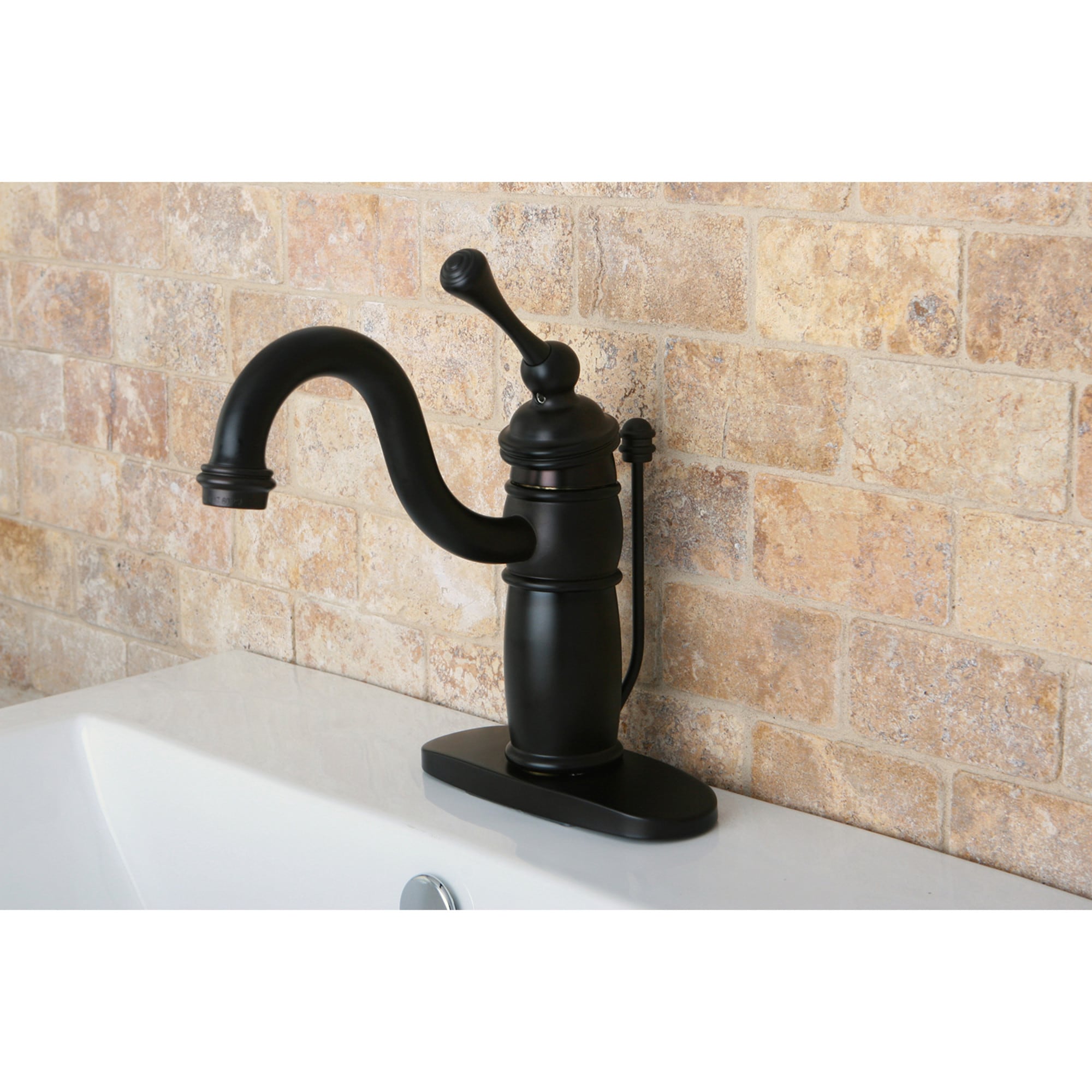 Elements of Design EB1405BL Hot Springs Oil-rubbed bronze Single hole 1-handle High-arc Residential Handle Bathroom Sink Faucet with Drain