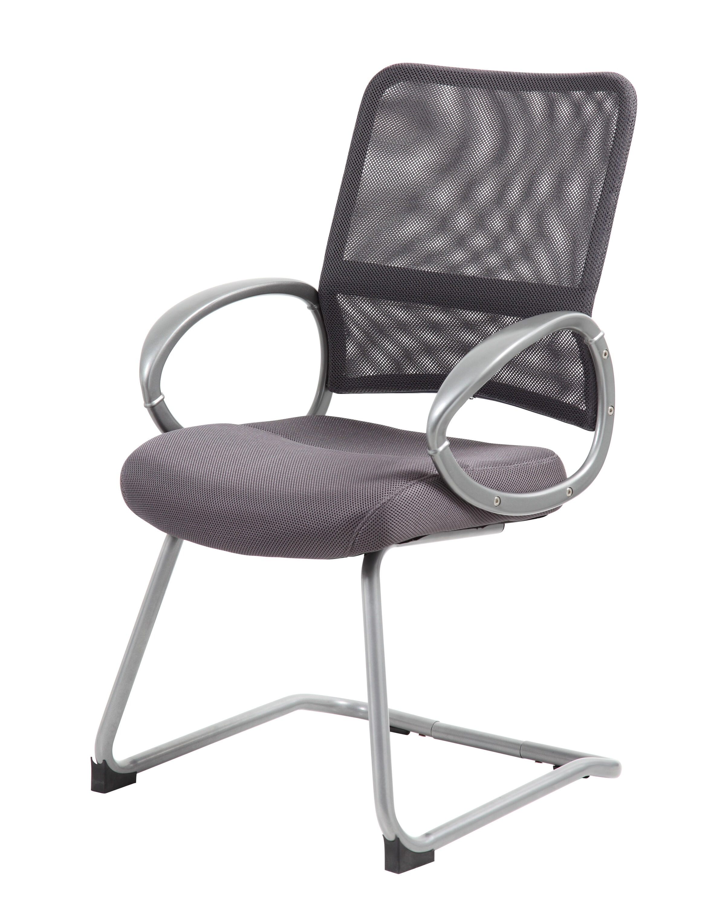 Charcoal Gray High Back Mesh Guest Chair with Pewter Metal Base
