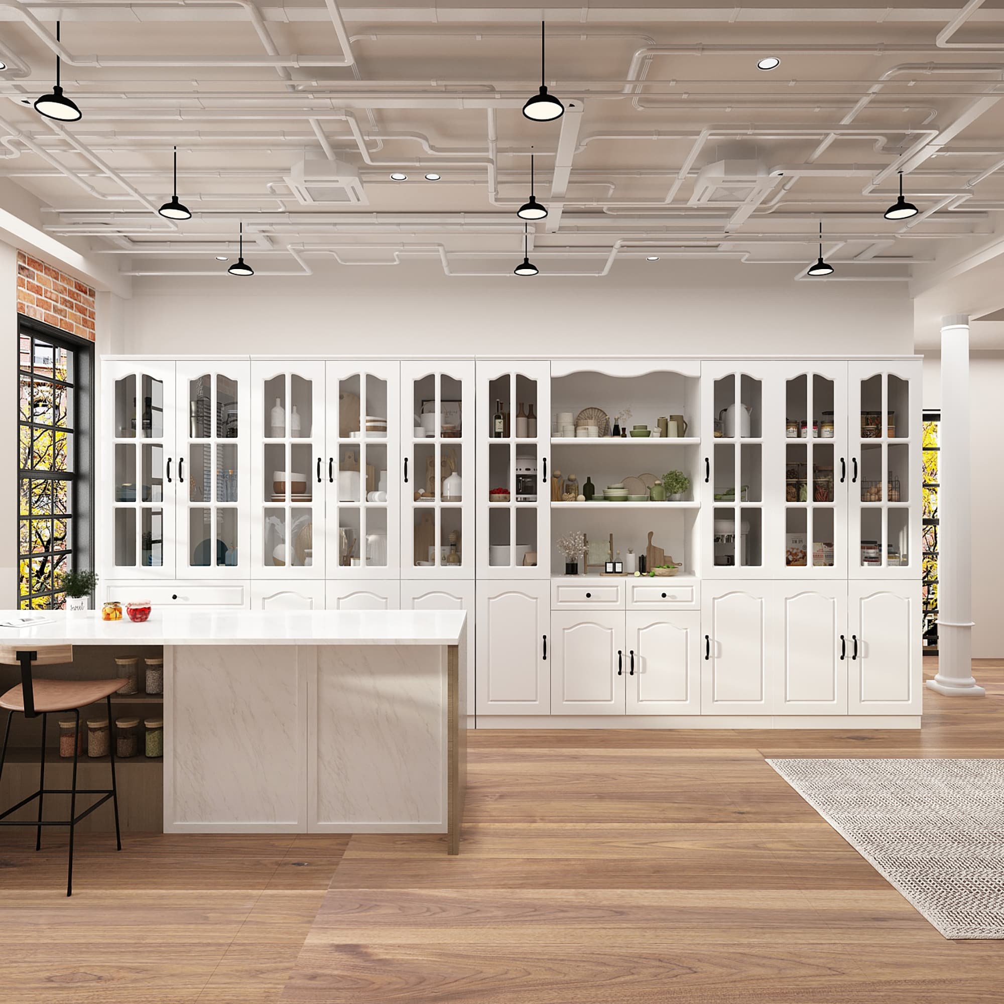 FUFU&GAGA KF020392+393+394+395 Contemporary/Modern White Pantry